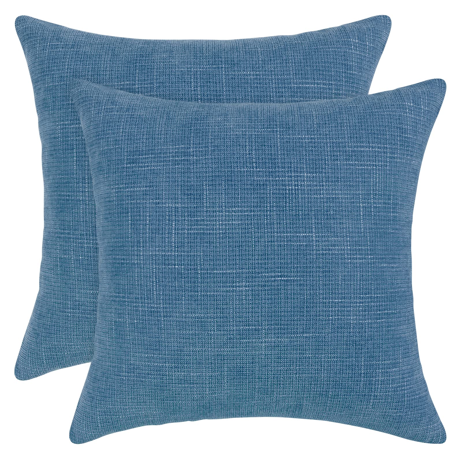 Yastouay 2 Pack 18x18 Inch Farmhouse Decorative Throw Pillow Covers - Soft Chenille Square Cushion Covers for Sofa, Couch, Bed & Chair in Denim Blue | Perfect for Living Room, Bedroom & Home Decor