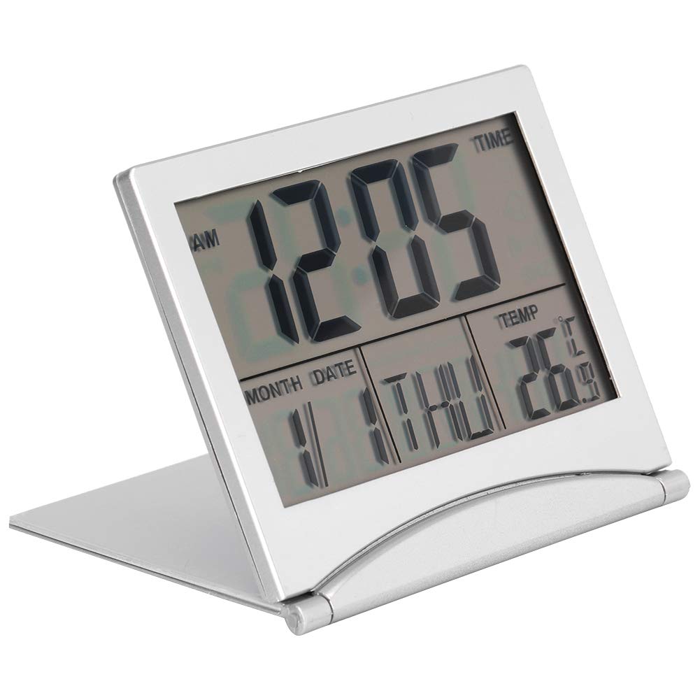 Shanrya Portable Digital Alarm Clock with Calendar - Foldable Travel Clock for Bedroom, Home & Outdoor Use | Perfect for Travel, Office & Nightstand