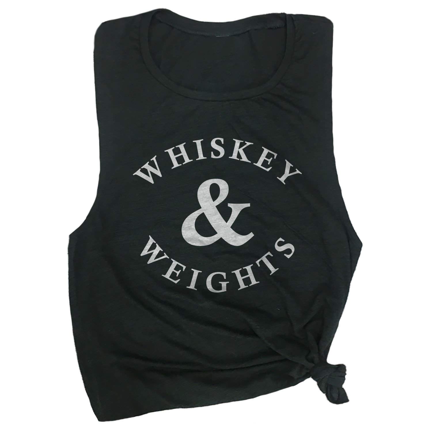 Whiskey & Weights Workout Gym Muscle Tee Top Shirt for Women - Fitness Apparel for Strength Training & Casual Wear