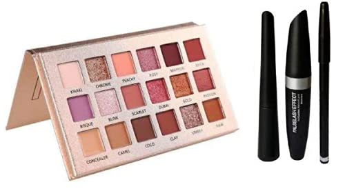 Nude Edition Eyeshadow Makeup Kit with Eyeliner, Mascara & Eyebrow Pencil (3-in-1) - Perfect for Natural Everyday Look, Date Night & Professional Makeup