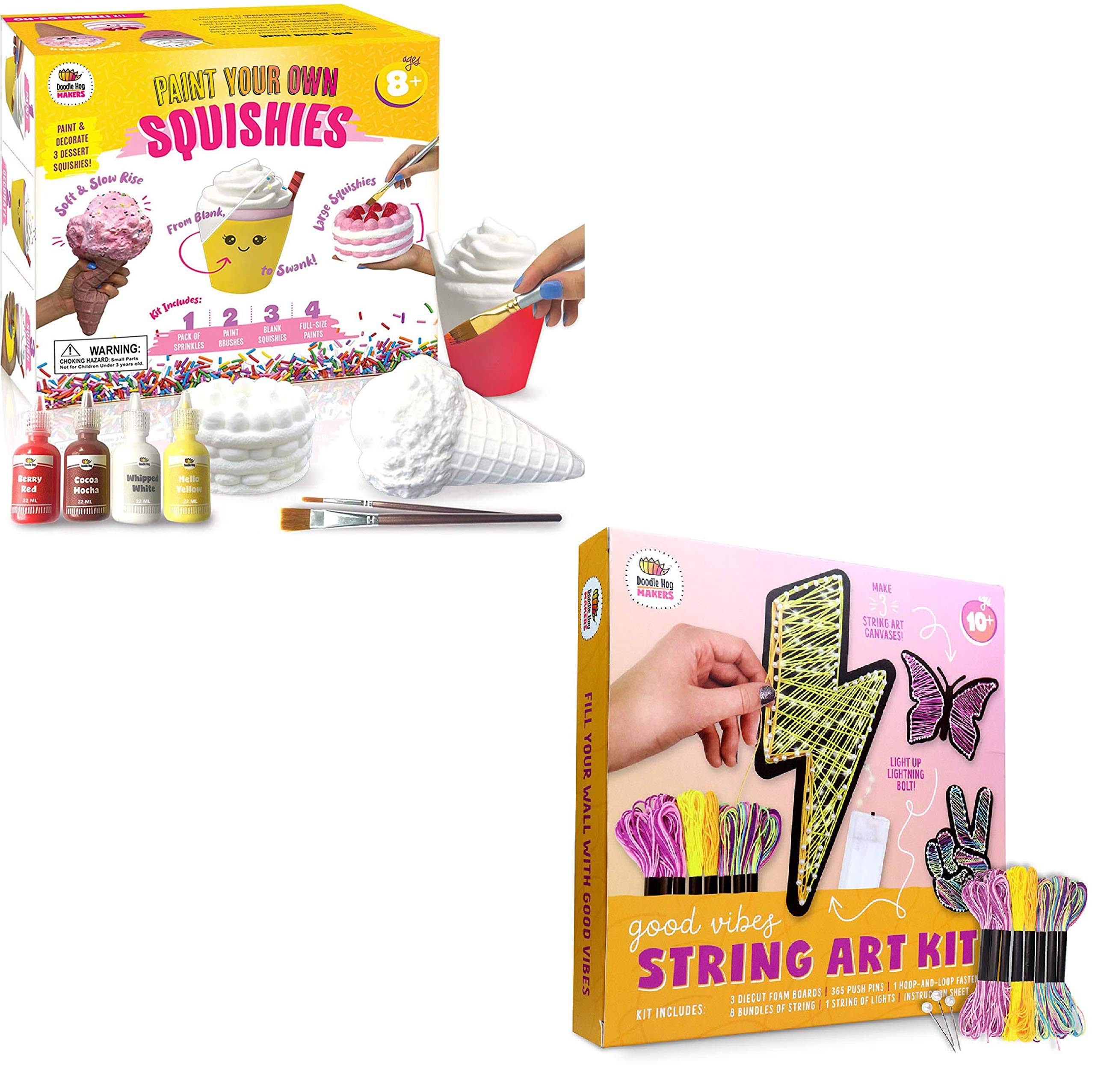 Doodle Hog Dessert Paint Squishies Kit & DIY String Art with Lights Bundle - 10% Off | Fun Creative Art Set for Kids, Teens & Adults | Perfect for Birthday Gifts, Party Favors & Stress Relief Activities