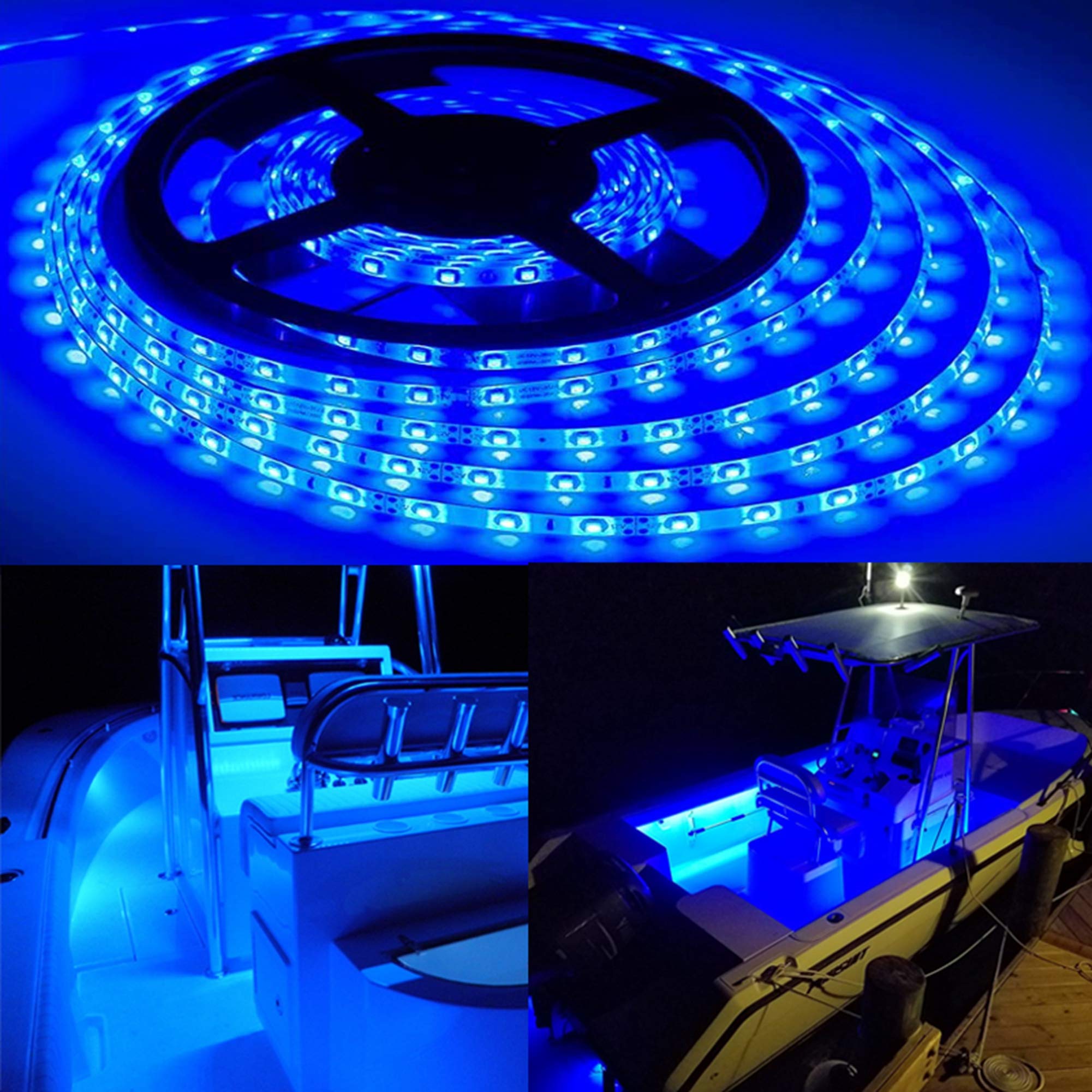 Waterproof Marine LED Flexible Lighting Strip - 16.4ft 12V Pontoon Boat Light with Mounting Clips for Yachts, Duck Jon Boats, Bass Kayaks & Canoes | Perfect for Night Fishing, Party Decoration & Dock Lighting