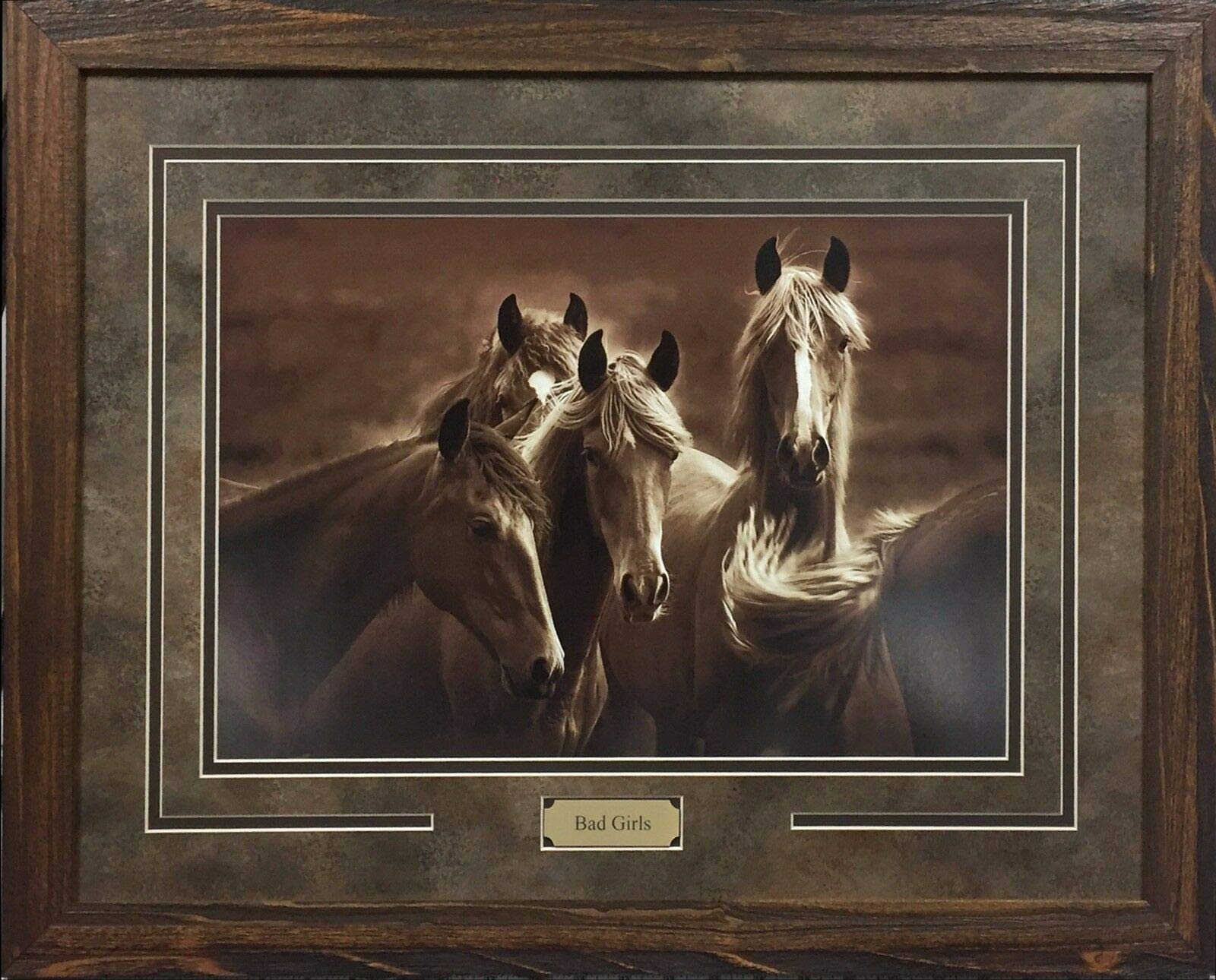 Bad Girls by Tony Stromberg - Western Horse Art Print Framed Wall Decor for Living Room, Office & Western Style Home