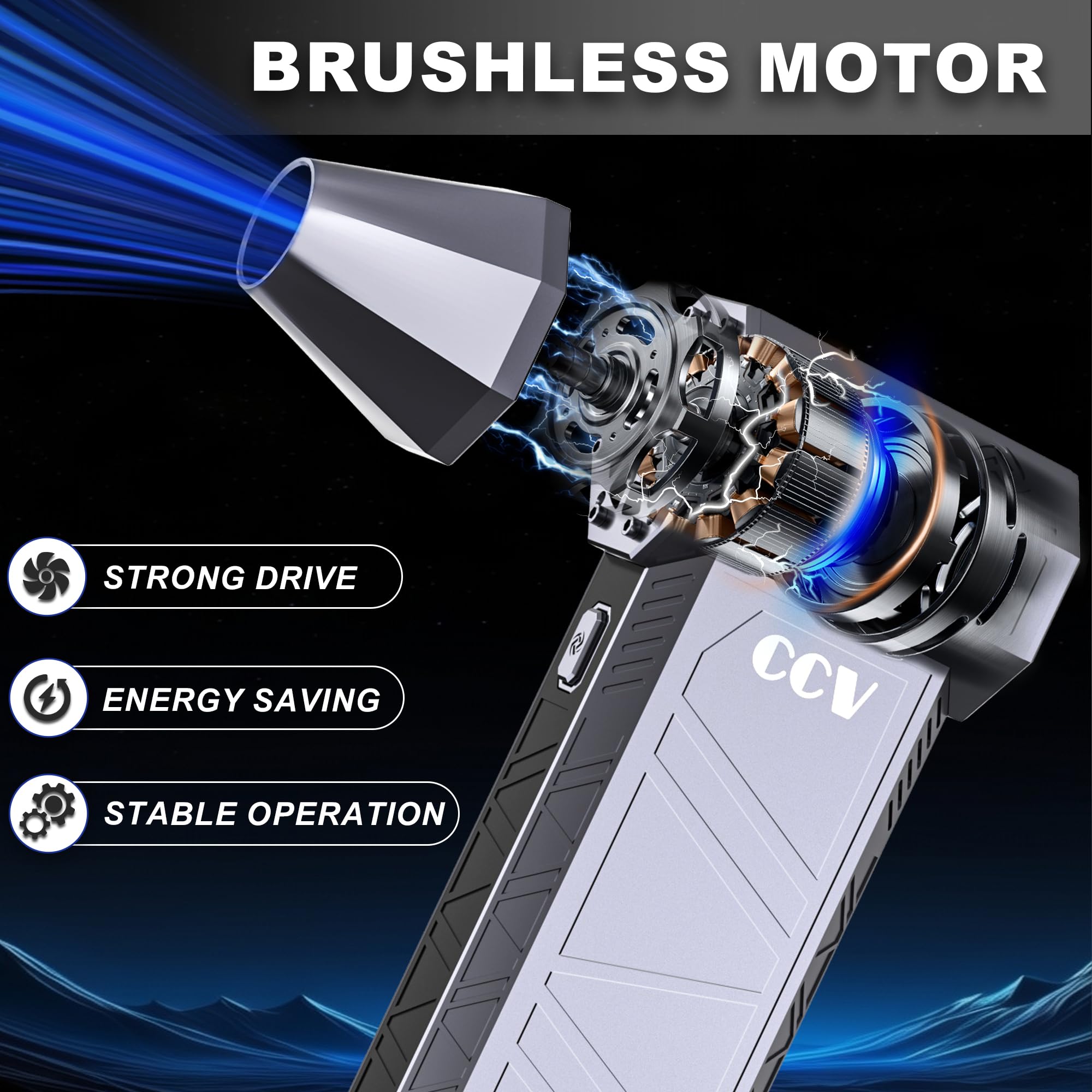 150,000 RPM Electric Air Duster - Cordless Rechargeable Compressed Air Blower with 3 Speed Settings for Keyboard, PC, Car & Home Cleaning | Dust Removal for Electronics, Car Interiors & Household Items (F33-Pearl Blue)