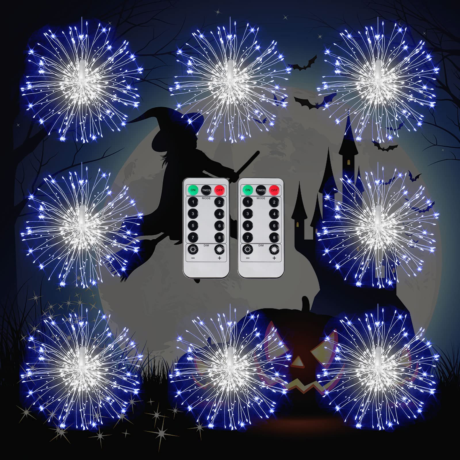 8 Pack Battery Operated Fairy Lights with Remote - Waterproof Christmas Lights for Outdoor Indoor Decor, Wedding, Party, Holiday, Tree, Bedroom, Garden, Tent & Curtain - Warm White LED String Lights for Cozy Ambiance