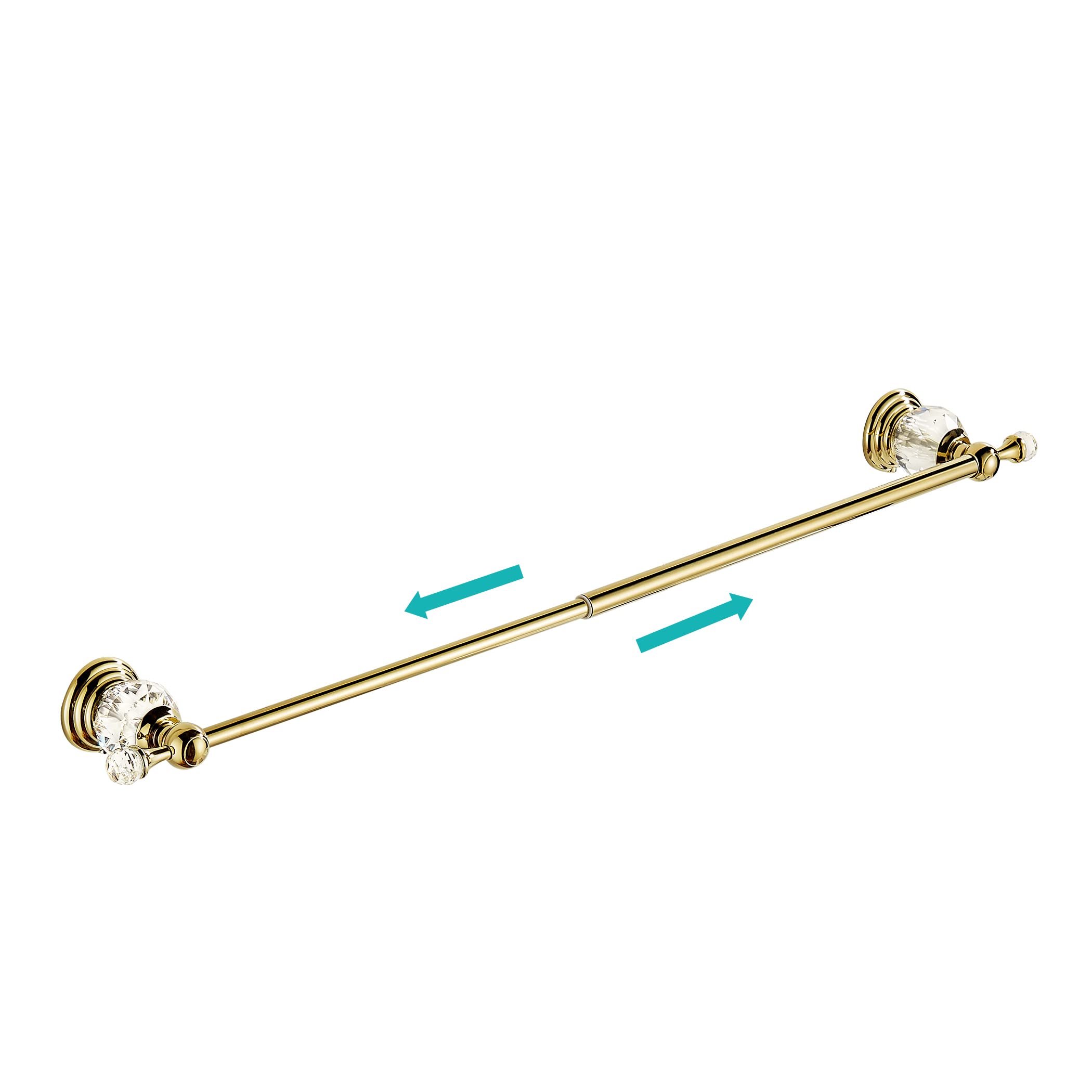WOLIBEER Polished Gold Towel Bar - Adjustable Crystal Towel Holder & Expandable Bathroom Towel Rack, Wall Mounted for Bathroom & Spa Decor | Perfect for Modern Homes, Hotels & Luxury Resorts