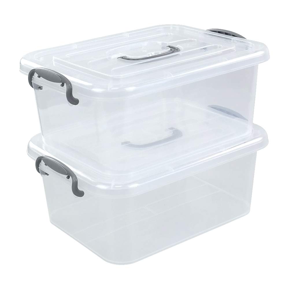 Kekow 2-Pack Clear Plastic Storage Containers with Secure Latch Lids - 8 Liter Airtight Food Storage Bins for Kitchen Pantry Organization, Meal Prep & Office Supplies