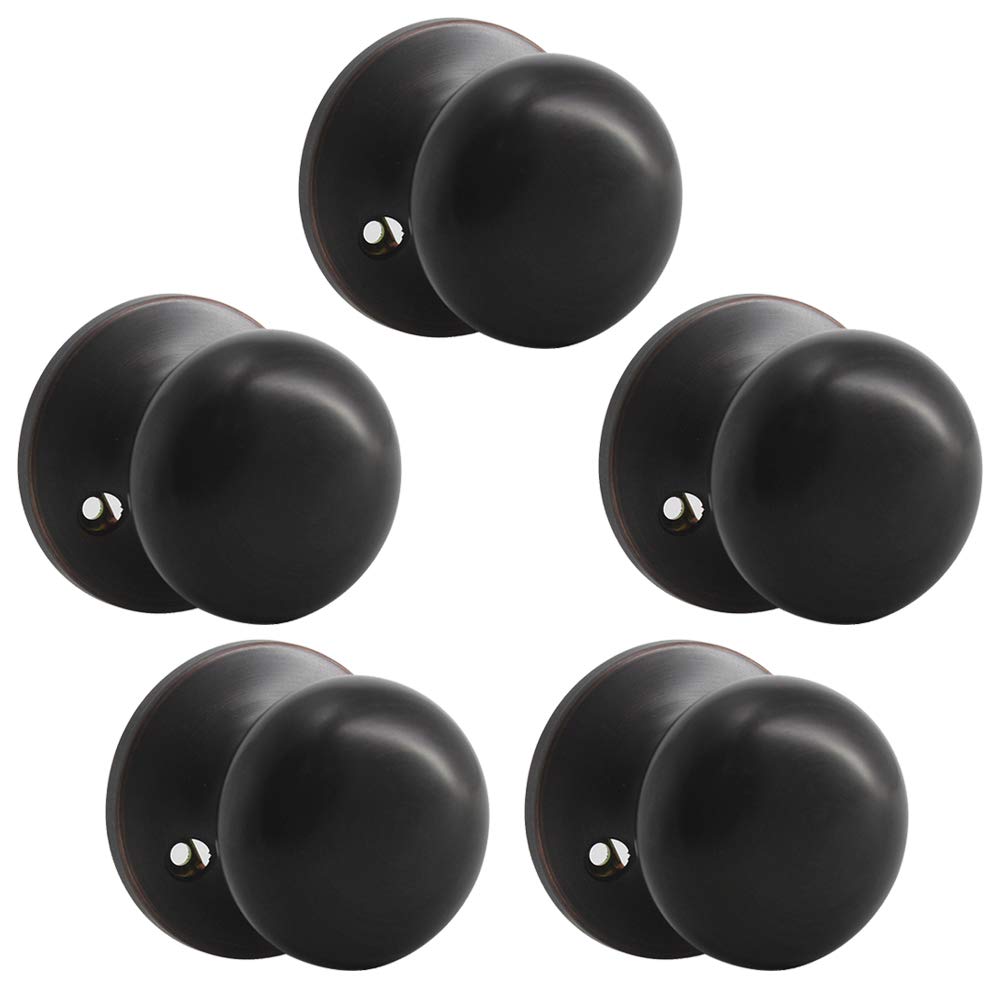 Oil Rubbed Bronze Dummy Door Knob (5-Pack) - Easy Install for Interior Doors