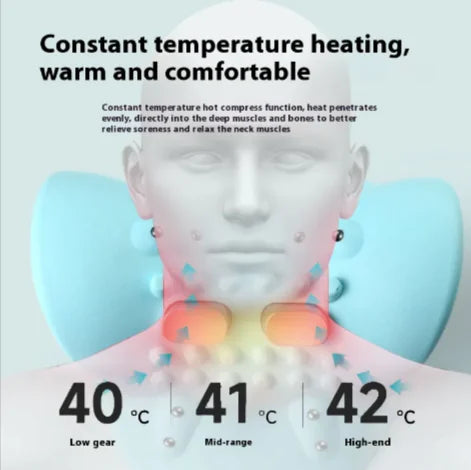 Portable Neck Massager for Pain Relief - Shiatsu Deep Tissue Massager with Heat for Shoulder, Back & Cervical Spine - Perfect for Office, Travel & Home Use