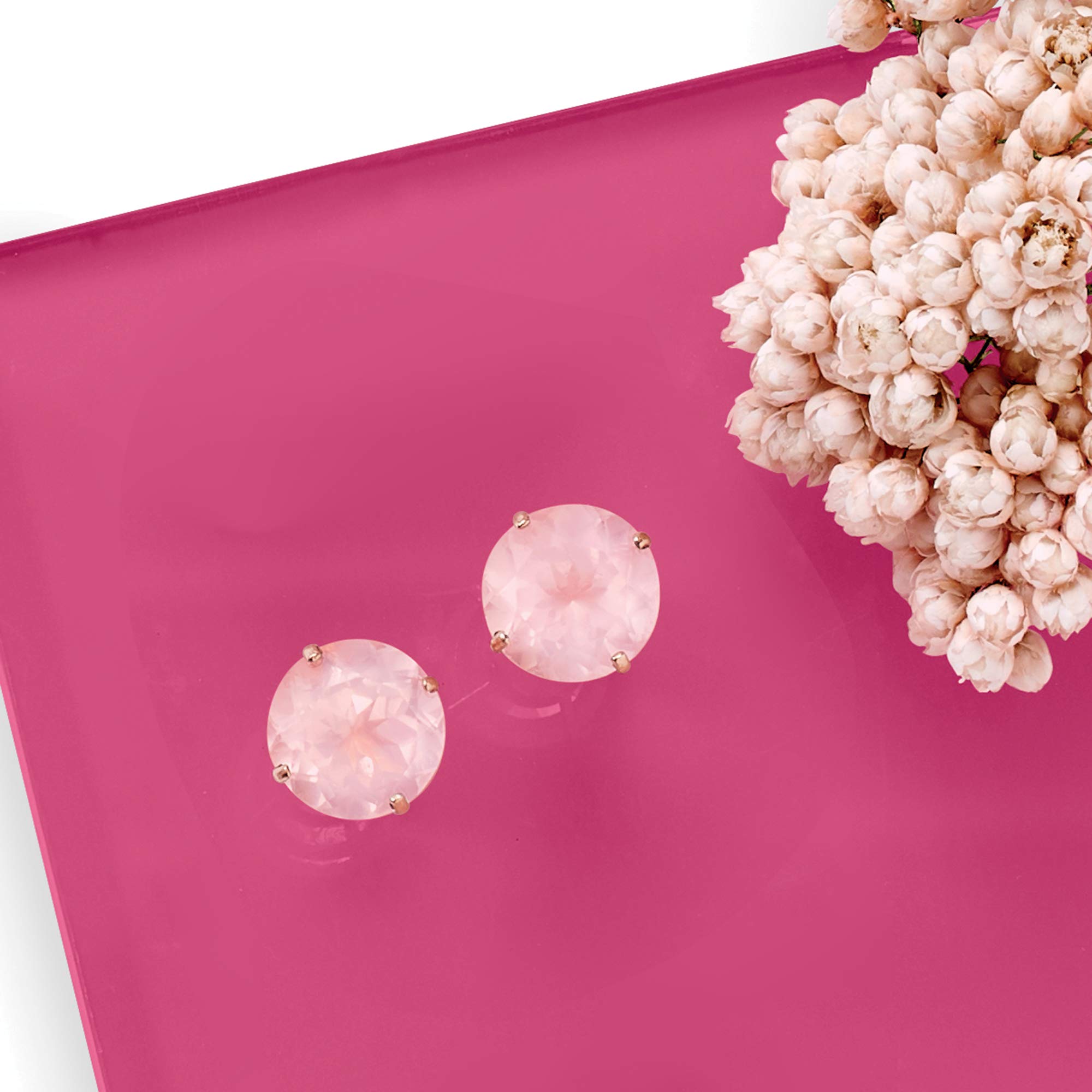 Ross-Simons 4.80 Carat Total Weight Rose Quartz Stud Earrings in 14K Rose Gold - Elegant Jewelry for Women, Perfect for Weddings, Parties & Everyday Wear