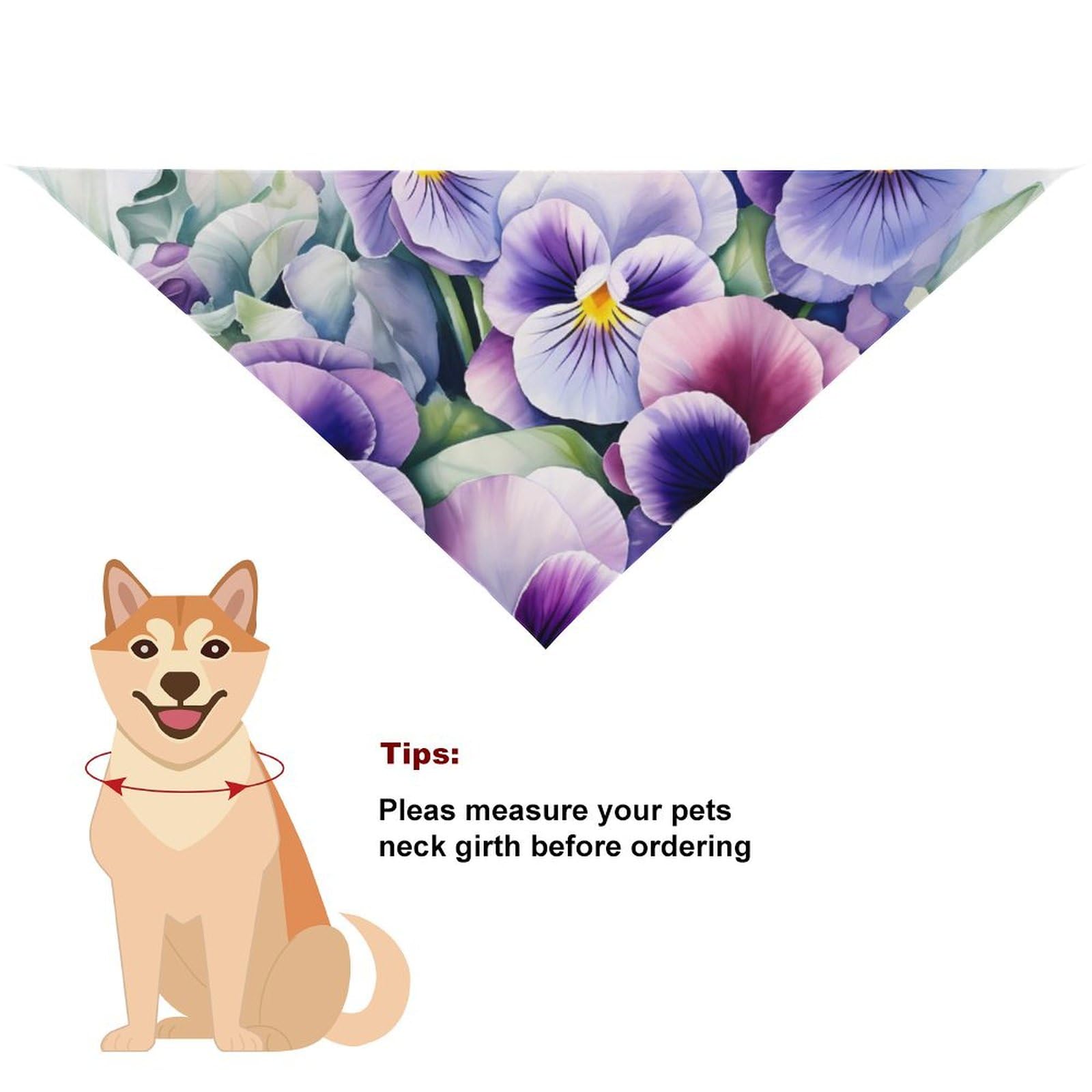 Cute Pansy Dog Bandanas & Pet Scarf Bibs for Large Medium Small Dogs & Cats - Perfect Christmas & Thanksgiving Pet Gifts for Holiday Parties & Family Gatherings