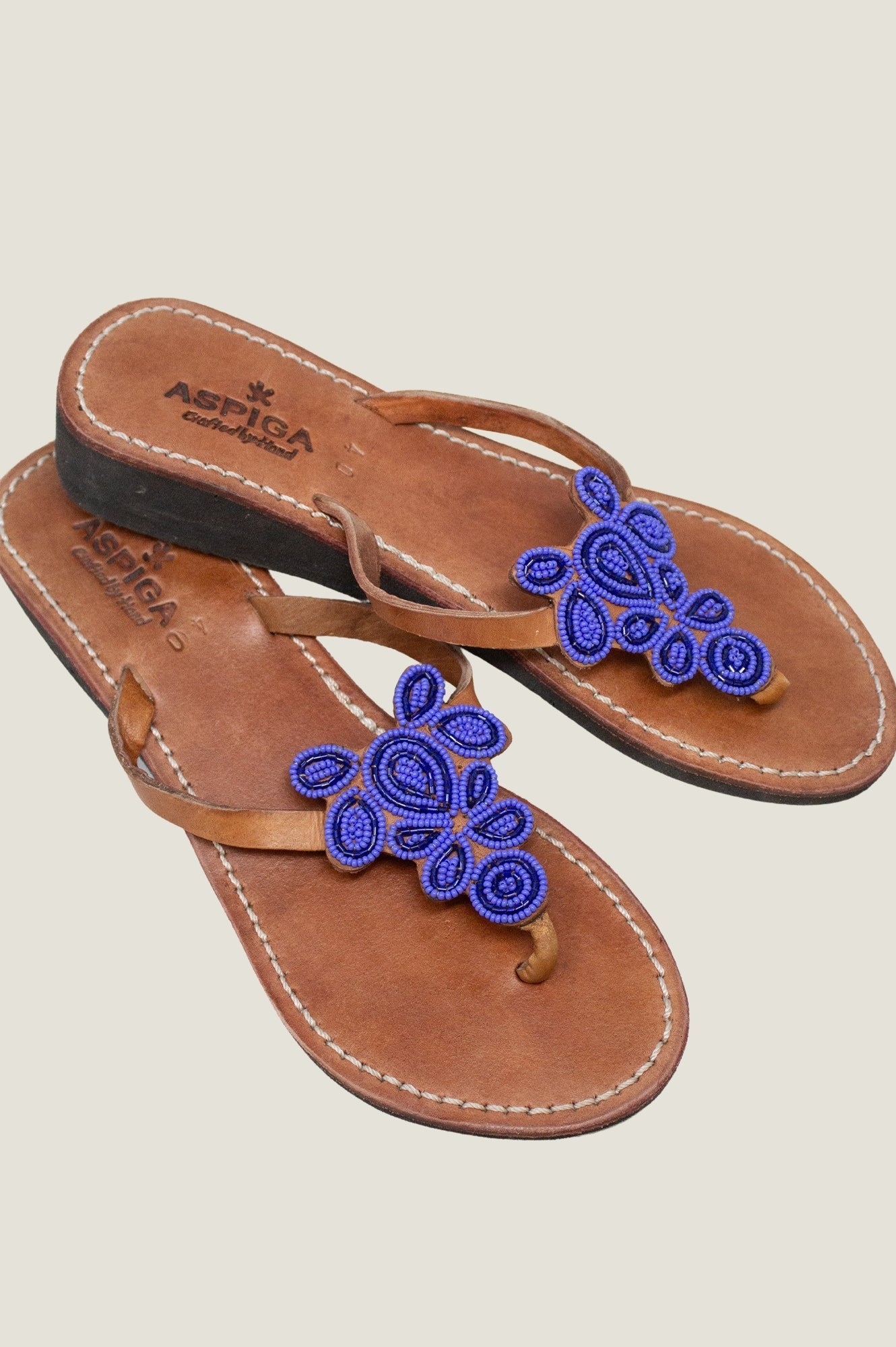 Mia Full Beaded Sandals for Women - Navy/Cobalt Blue Bohemian Beach Wedding Shoes | Perfect for Summer Vacations, Bridal Showers & Outdoor Parties