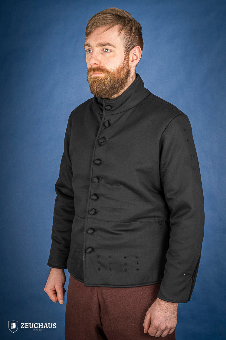 Black Arming Doublet - Medieval Renaissance LARP Costume for Cosplay & Historical Reenactment