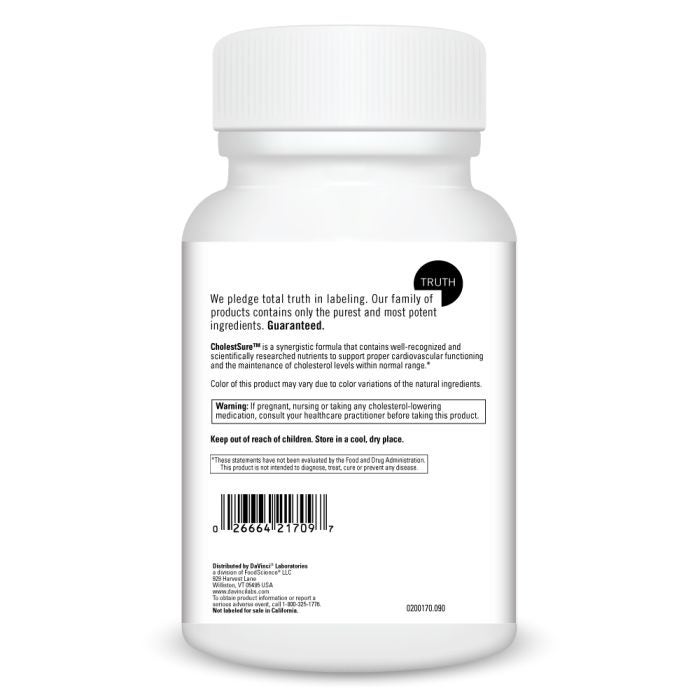 Davinci Labs CholestSure - Natural Cholesterol Support Supplement for Heart Health - Supports Healthy Lipid Levels & Cardiovascular Function - Ideal for Daily Wellness & Heart Care Routine