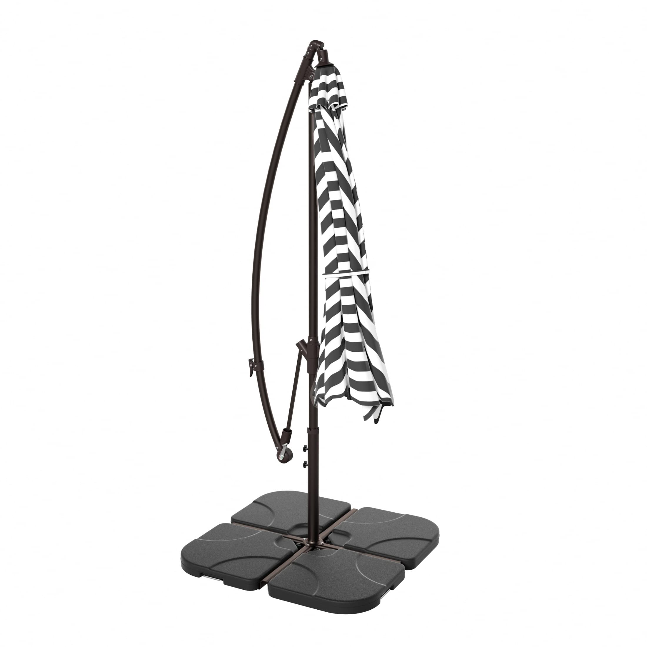 10ft Outdoor Patio Cantilever Umbrella with Stand & Weighted Base - 3-Piece Hanging Shade Kit for Garden, Poolside, and Backyard Relaxation