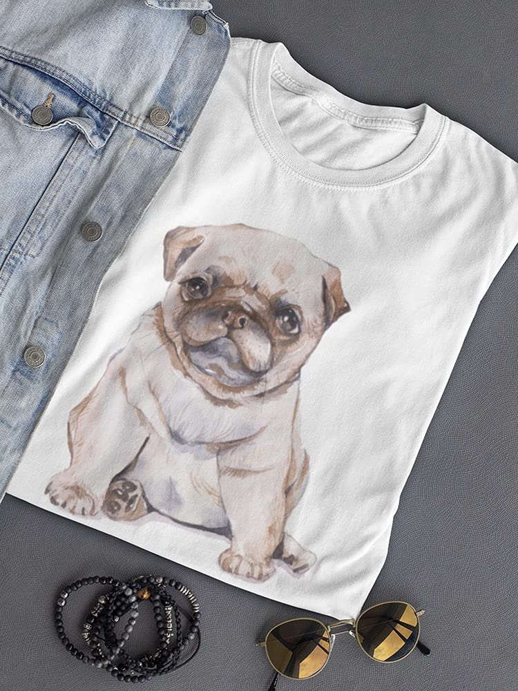 Stylish Watercolor Pug Print T-Shirt for Women | Soft Cotton Casual Tee | Perfect for Dog Lovers, Daily Wear & Gifts