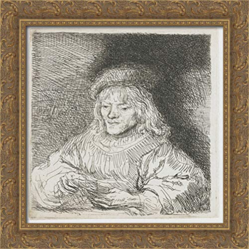 Rembrandt Gold Ornate Wood Framed Canvas Art - 20x20 Inches Elegant Wall Decor for Living Room, Bedroom & Office | The Card Player Reproduction