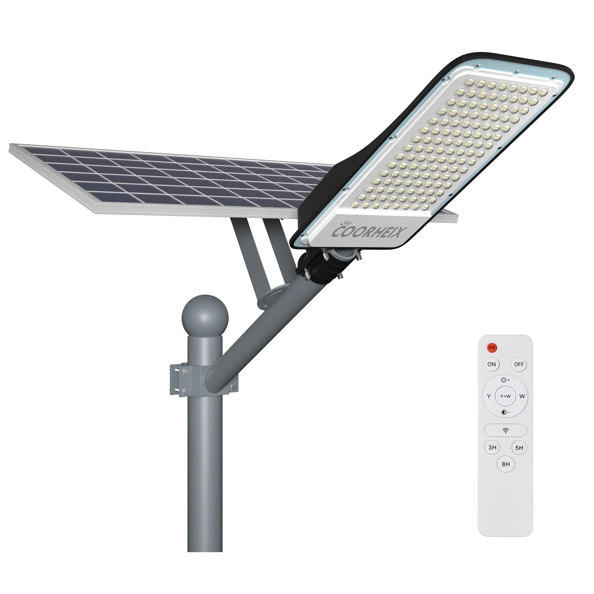 600W Solar Street Lights Outdoor Waterproof - Dusk to Dawn Security LED Motion Sensor Lights with Remote Control, Dual Color Switchable & RGB - Perfect for Yard, Garden, Street, Parking Lot Lighting