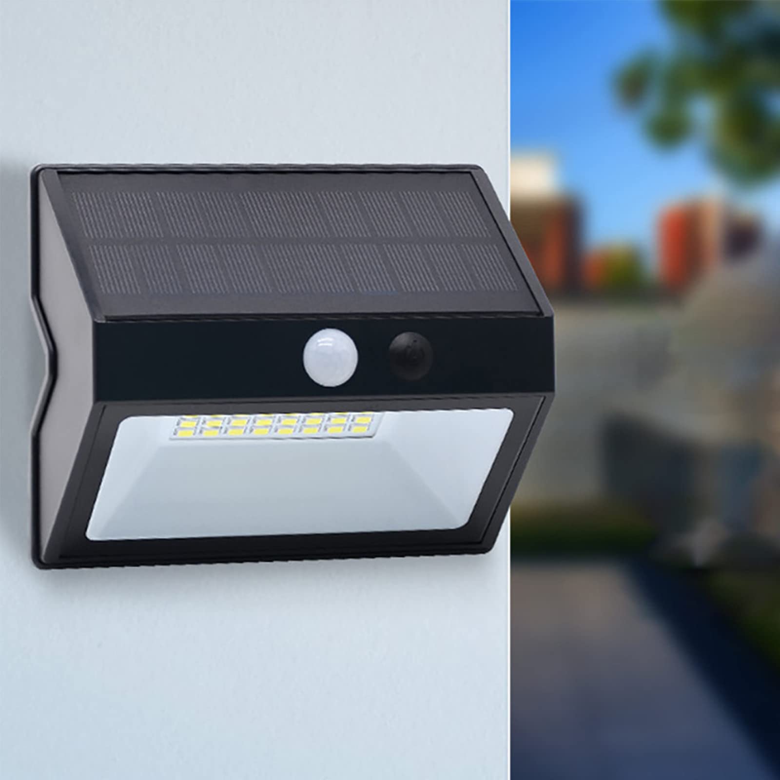 48 LED Solar Lights Outdoor Waterproof, Motion Sensor Solar Powered Wall Lights for Patio, Deck, Yard, Garden & Fence - Energy Efficient Solar Fence Lamp for Nighttime Safety & Landscape Lighting