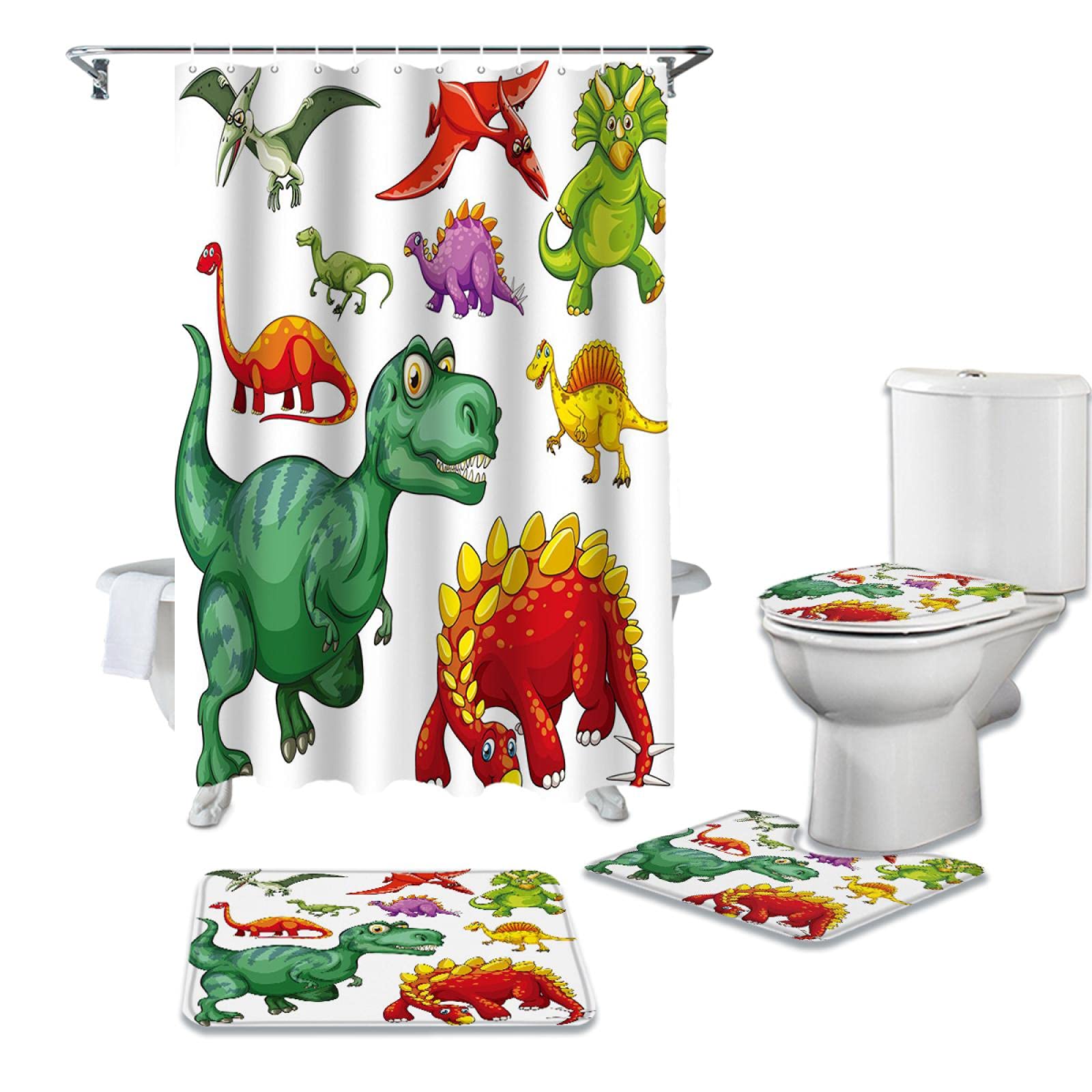 WOSHENG Animal Print Shower Curtain Set with Matching Bath Mat & Toilet Cover - Waterproof Bathroom Decor for Kids & Pet Lovers - Perfect for Themed Bathrooms, Nursery Decor, and Fun Home Makeovers