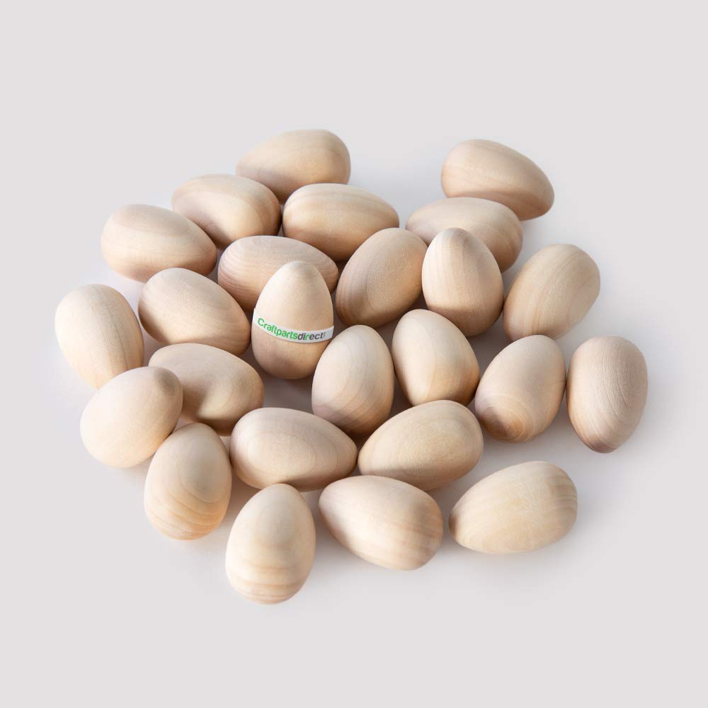 1-5/16 Inch Natural Wooden Robin Eggs for Easter Decorations - Unfinished Craft Wood Eggs for DIY Projects, Easter Egg Hunt & Spring Home Decor - Bag of 25 by CraftpartsDirect.com | Perfect for Easter Crafts, Table Centerpieces & Nursery Decorations