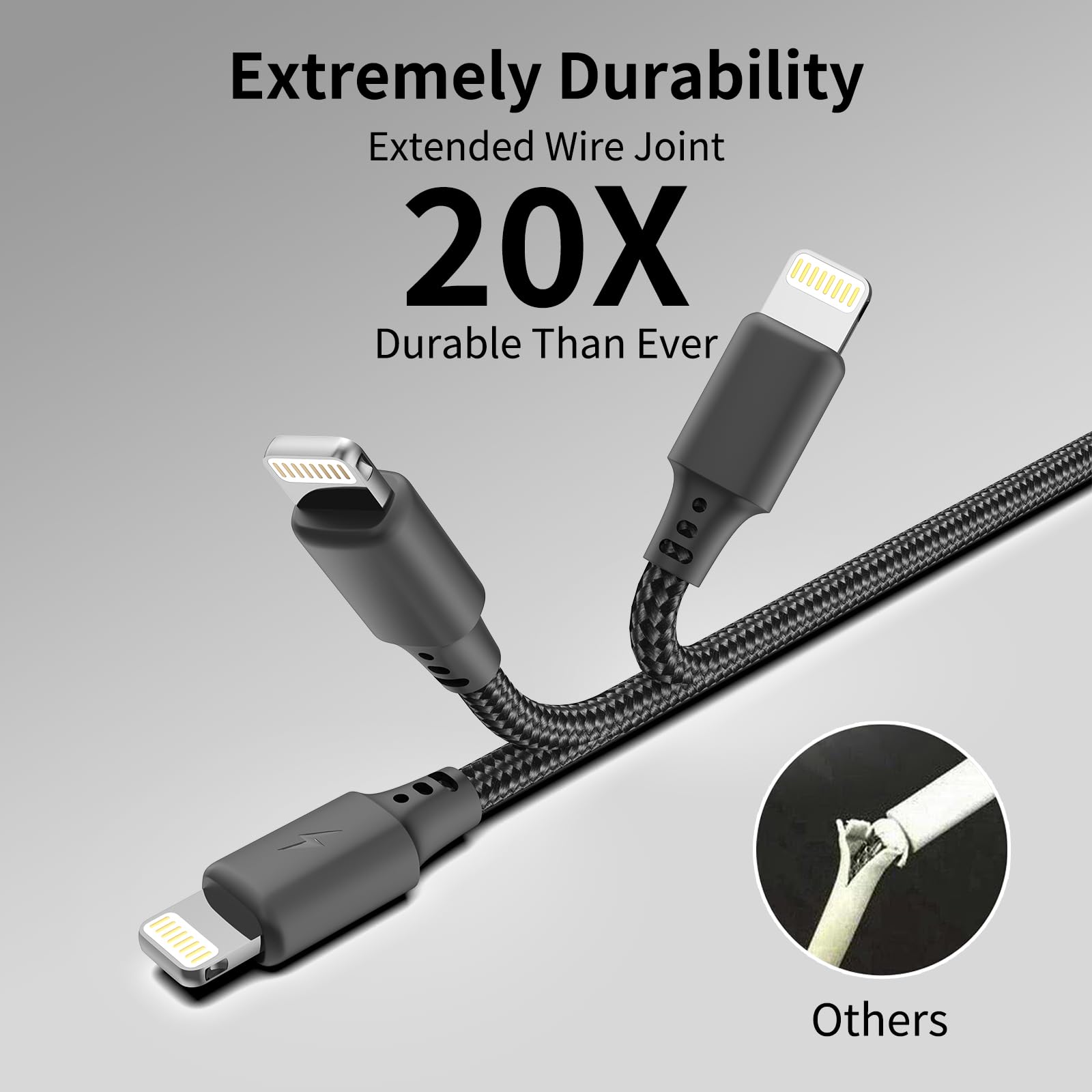 MFi Certified 1.5ft Lightning Cable 3-Pack - Fast Charging Braided USB to Lightning Cable for iPhone 14/13/12/11 Pro/Max/Mini/Xs/SE2 & iPad - Perfect for Car, Home & Travel Charging