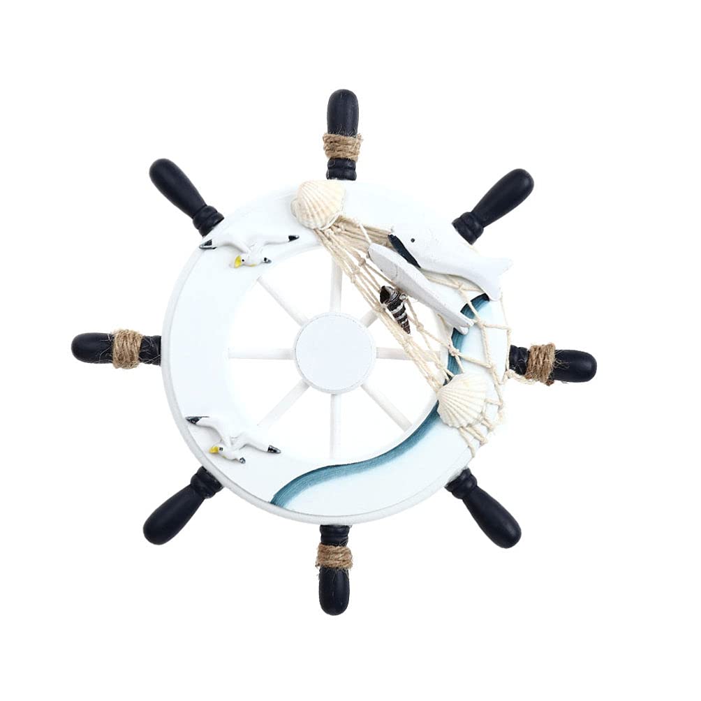YARDWE Mediterranean Anchor Clock & Nautical Ship Wheel Decor - Coastal Beach Theme Wall Hanging for Home, Boat, or Seaside Cottage Decoration | Perfect for Living Room, Bedroom, Bathroom & Outdoor Patio