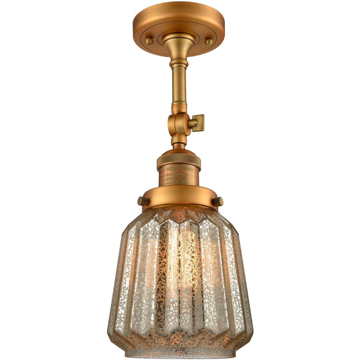 Innovations 201F-BB-G146-LED Brushed Brass Semi-Flush Mount Ceiling Light Fixture - Modern LED Lighting for Bedroom, Hallway & Kitchen