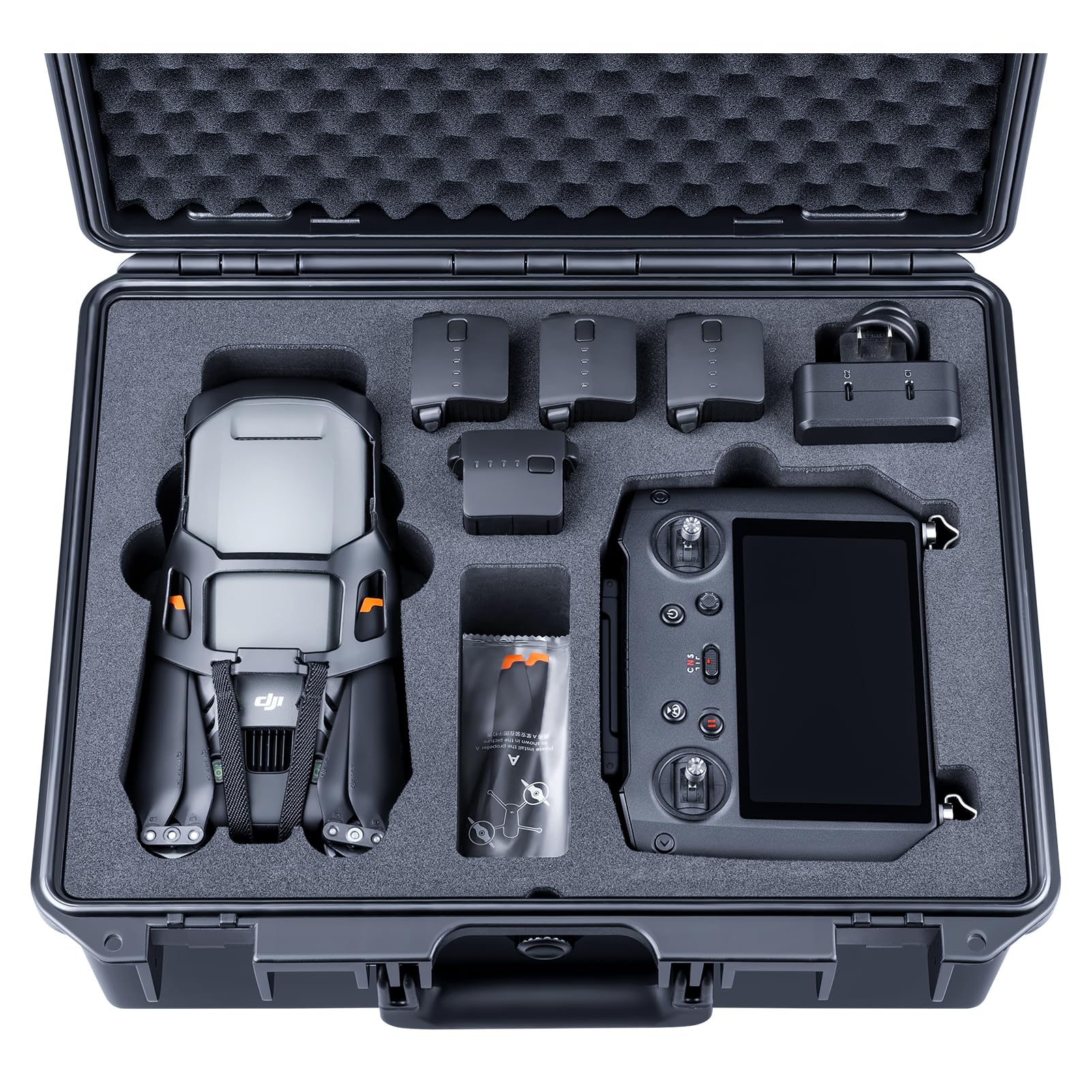 Lykus Titan M350 Waterproof Hard Case for DJI Mavic 3 Pro/Classic, DJI RC Pro & DJI RC - Shockproof Travel Storage Case with RC Lanyard Support (Black) - Perfect for Drone Travel, Outdoor Adventures & Equipment Protection