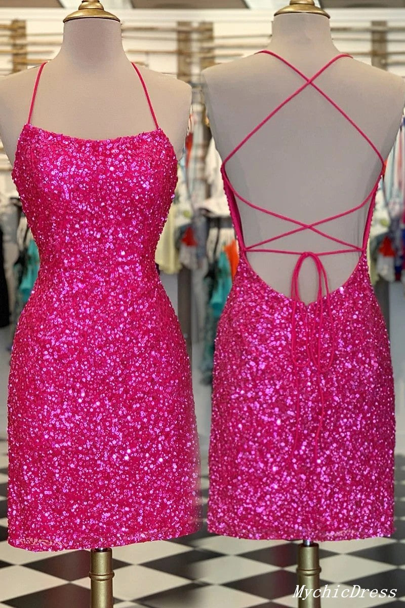 Sparkly Sequin Short Homecoming Dress - Tight Mermaid Mini Hoco Dresses for Prom, Party & Special Occasions | Elegant & Glamorous Formal Wear for Teens & Juniors