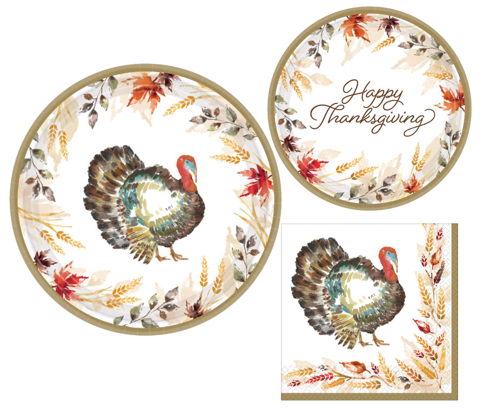 Grateful Day Party Supplies for 60 - Complete Dinner Set with Plates, Appetizer Dishes & Napkins - Perfect for Thanksgiving, Christmas & Holiday Celebrations