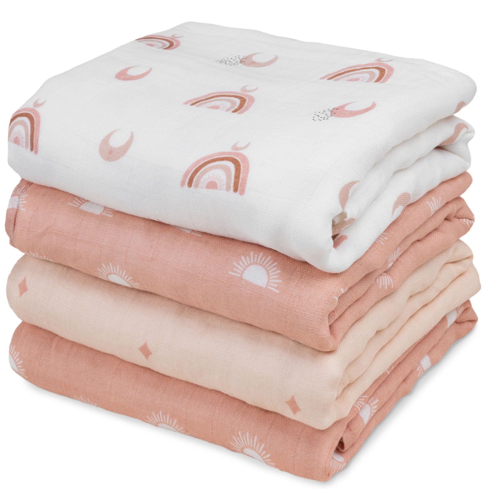GLLQUEN 4-Pack Muslin Swaddle Blankets for Babies - 35