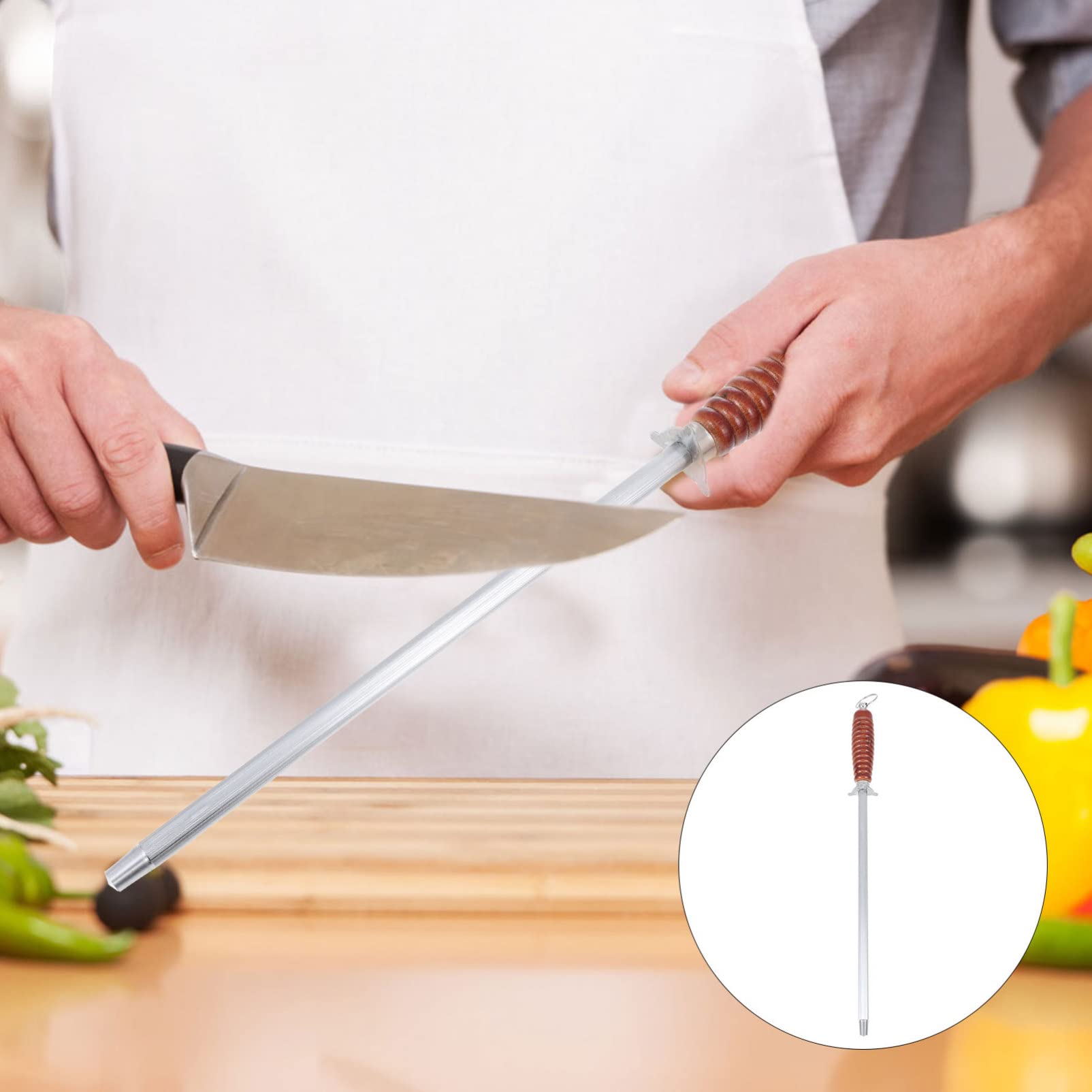 Professional Kitchen Knife Sharpening Rod - Hemoton High-Carbon Steel Honing Rod for Chefs & Home Cooks - Perfect for Sharpening Kitchen Knives, Scissors & Tools - Ideal for Home Kitchens, Restaurants & Culinary Use
