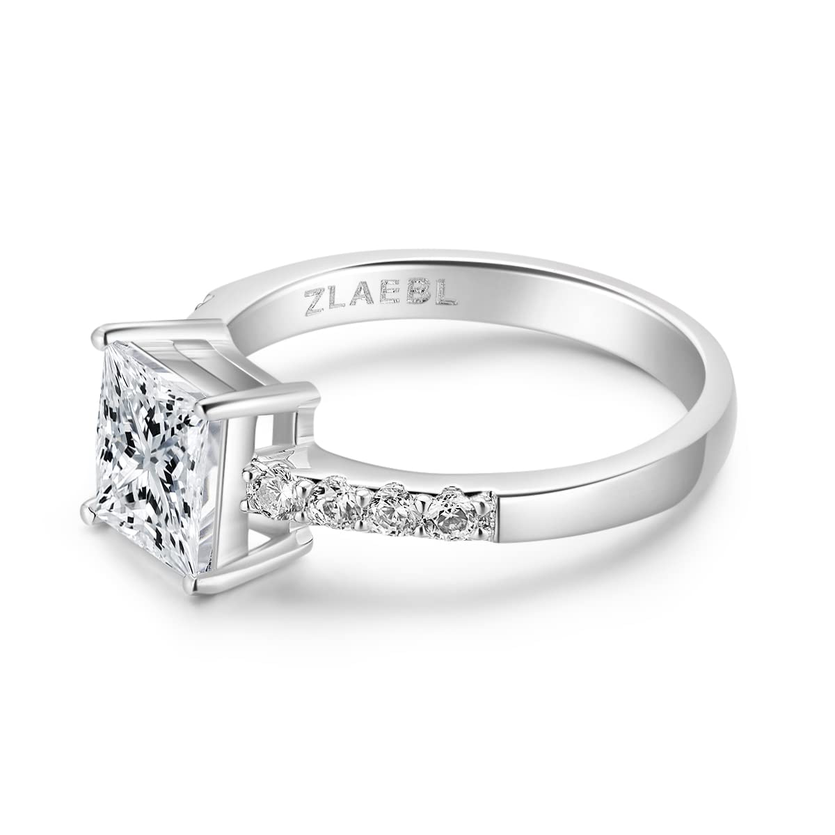 2.24 Carat (CTW) Princess Cut Moissanite Engagement Ring for Women - Platinum Plated Sterling Silver Wedding Band, Diamond Alternative Jewelry Gift for Her - Perfect for Proposals, Anniversaries & Special Occasions