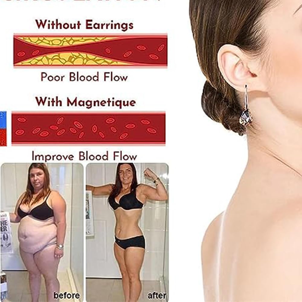 GuyAna Quartz Stone Lymphatic Magnetic Therapy Earrings - Germanium Lymphvity Earrings for Women | Lymphatic Drainage & Weight Loss Jewelry (2-Piece Set) | Perfect for Detox, Wellness & Fashion Accessories