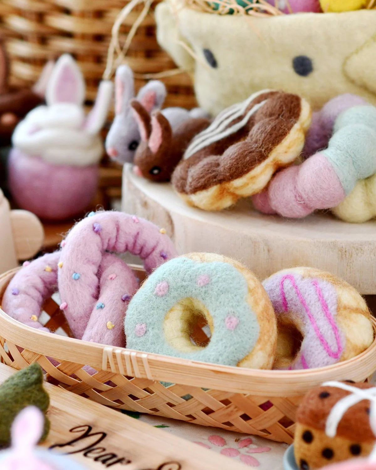Colorful Pastel Donuts Felt Play Food Set - 12PCS Pretend Play Donut Toys for Kids, Toddlers & Preschoolers - Perfect for Tea Parties, Kitchen Role Play & Early Learning Activities