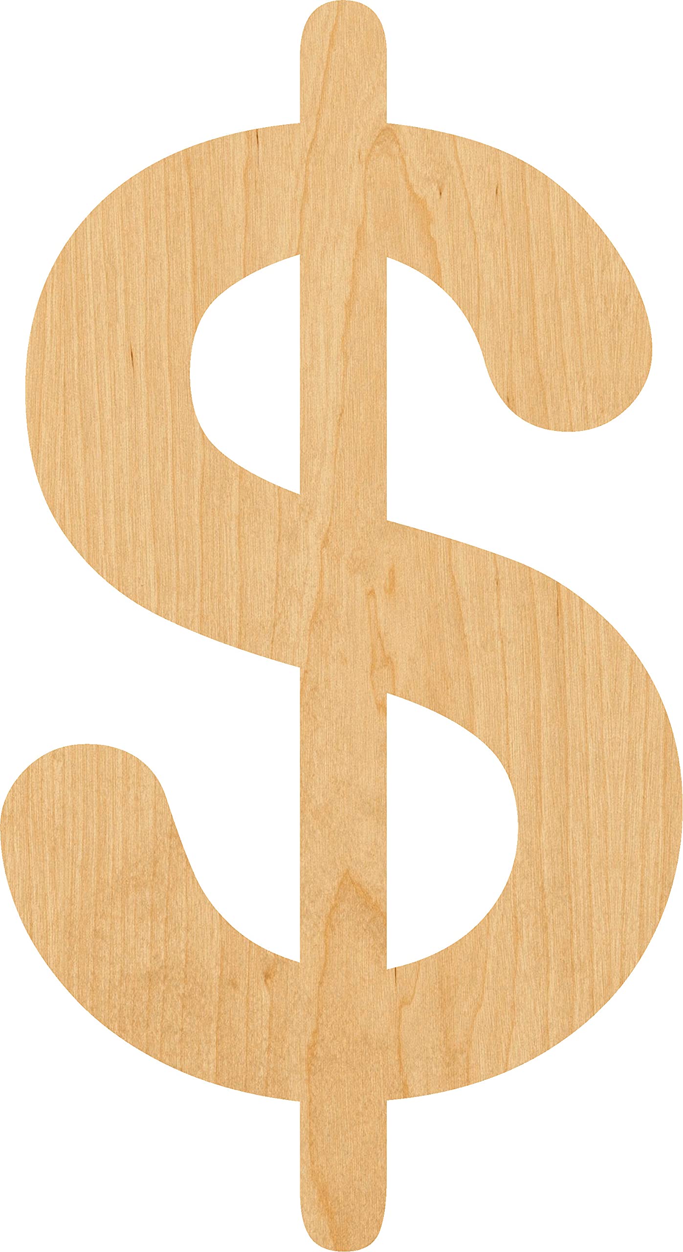 4 Inch Dollar Sign Laser Cut Wood Shape - DIY Craft Supplies for Home Decor, Party Favors, and Scrapbooking Projects