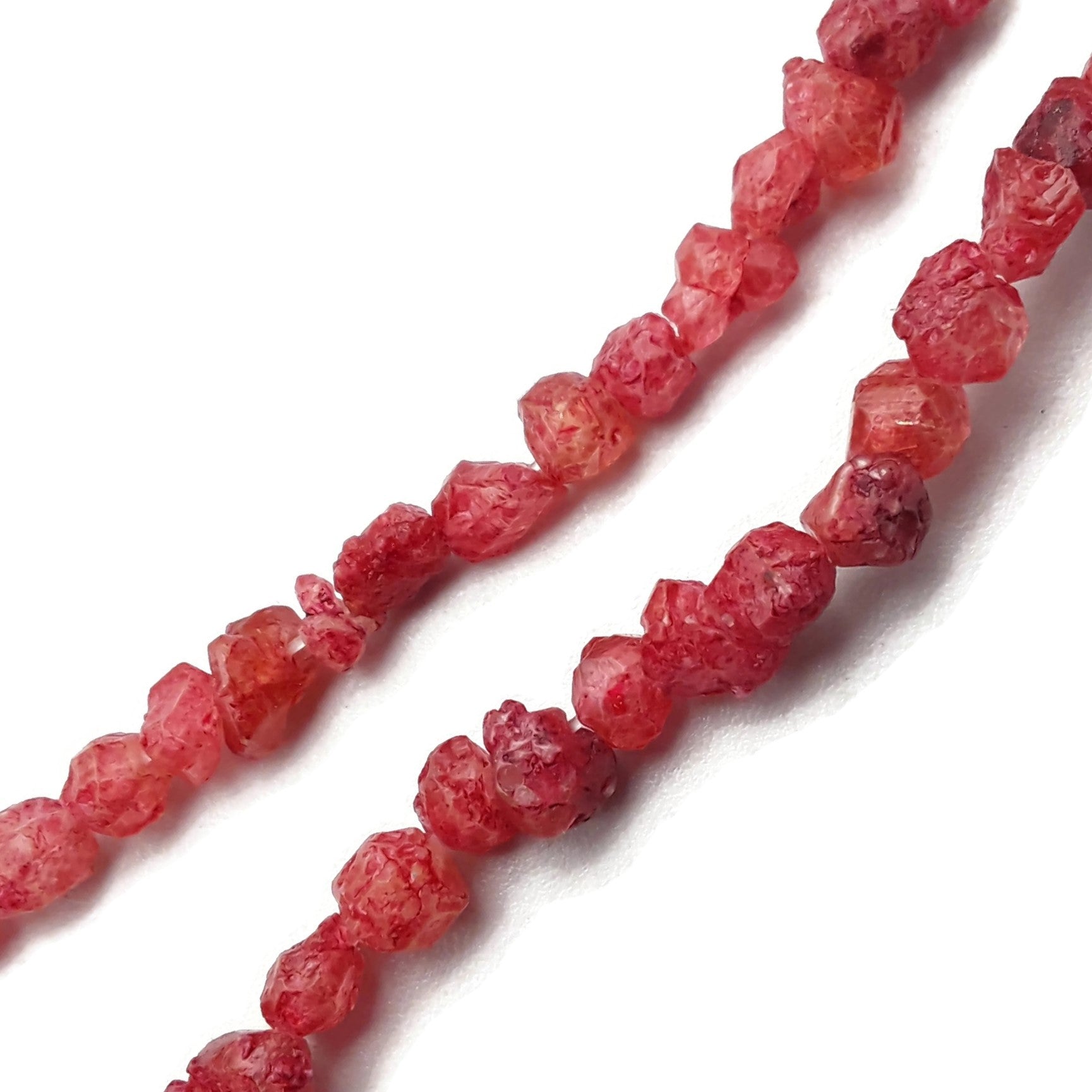 Natural Garnet Rough Pebble Nugget Beads - 6-7mm Red/Green/Blue Gemstone Beads - 15.5 Inch Strand for Jewelry Making, DIY Crafts, Healing Crystals & Home Decor