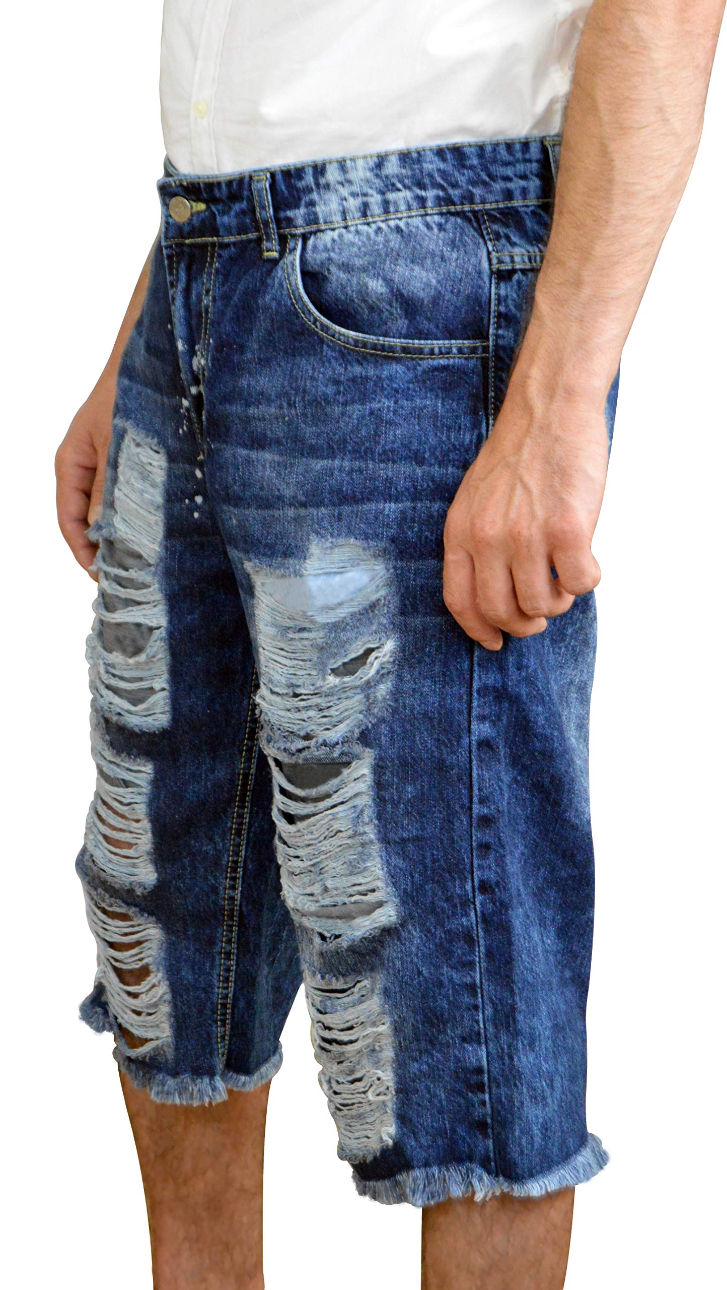**Men's Distressed Ripped Denim Shorts - Classic Straight Fit Jean Shorts for Summer | Casual Wear, Beach Outings & Street Style**