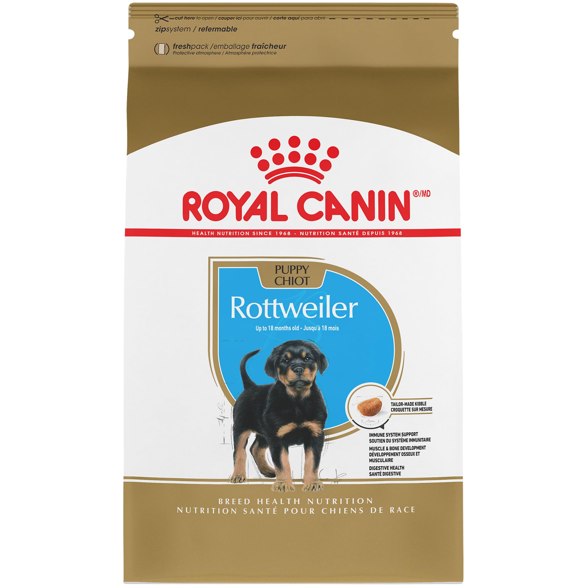 Royal Canin Rottweiler Puppy Dry Dog Food - Breed Specific Nutrition for Large Breed Puppies, 30 lb Bag - Perfect for Growing Rottweiler Puppies at Home or Training