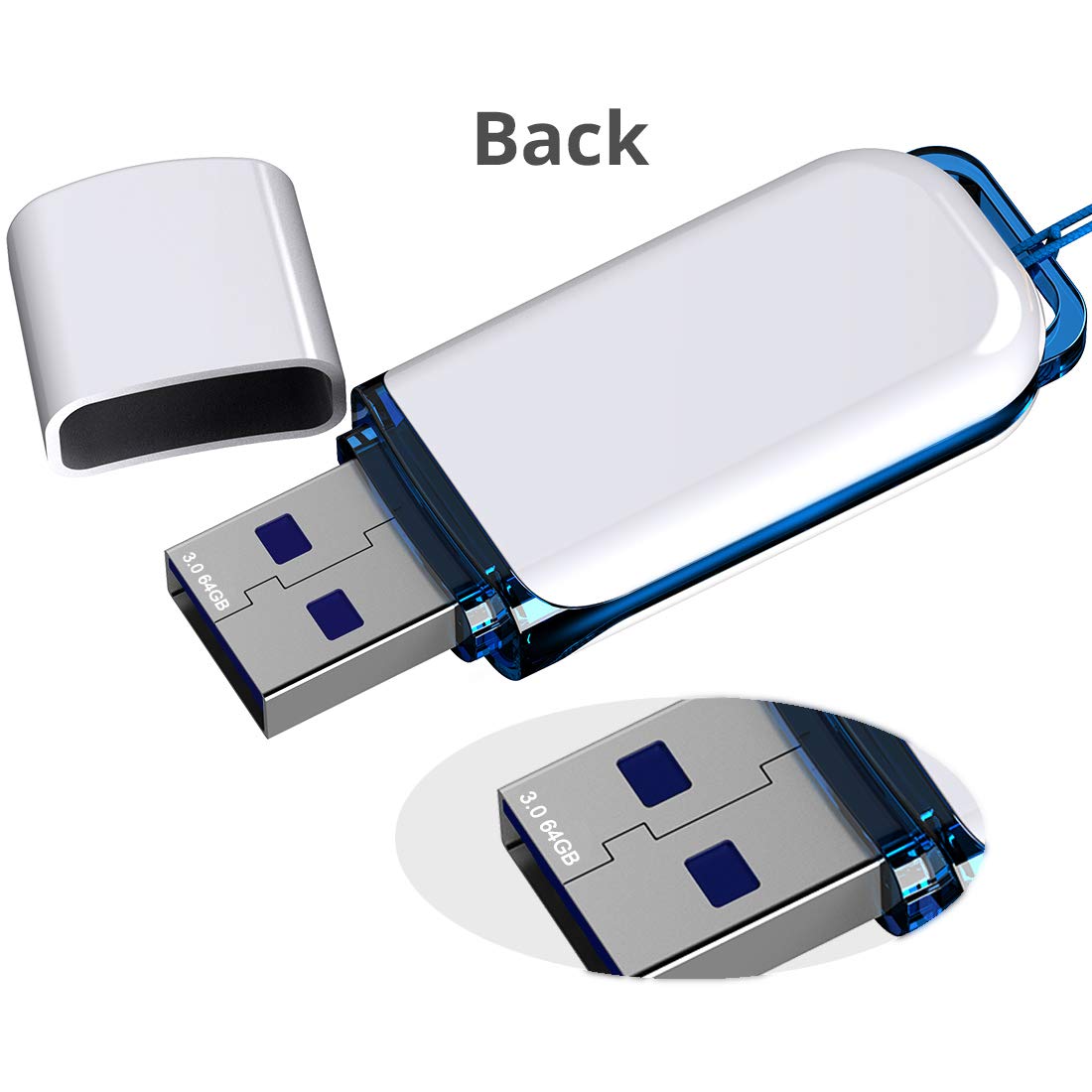 MOSDART 64GB USB 3.0 Flash Drive 80MB/S with LED Light - for Computers & Data Storage (5-Pack)
