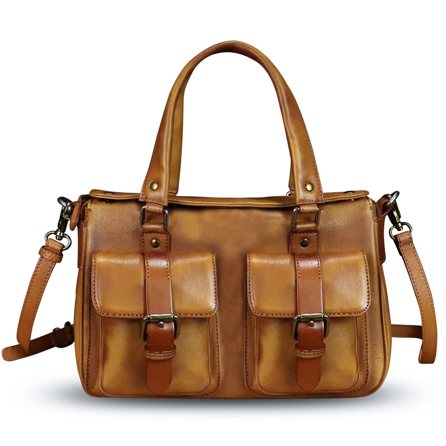 Genuine Leather Satchel Purse for Women - Vintage Cowhide Handmade Top Handle Shoulder Bag - Designer Crossbody Purse - Perfect for Work, Travel & Everyday Use