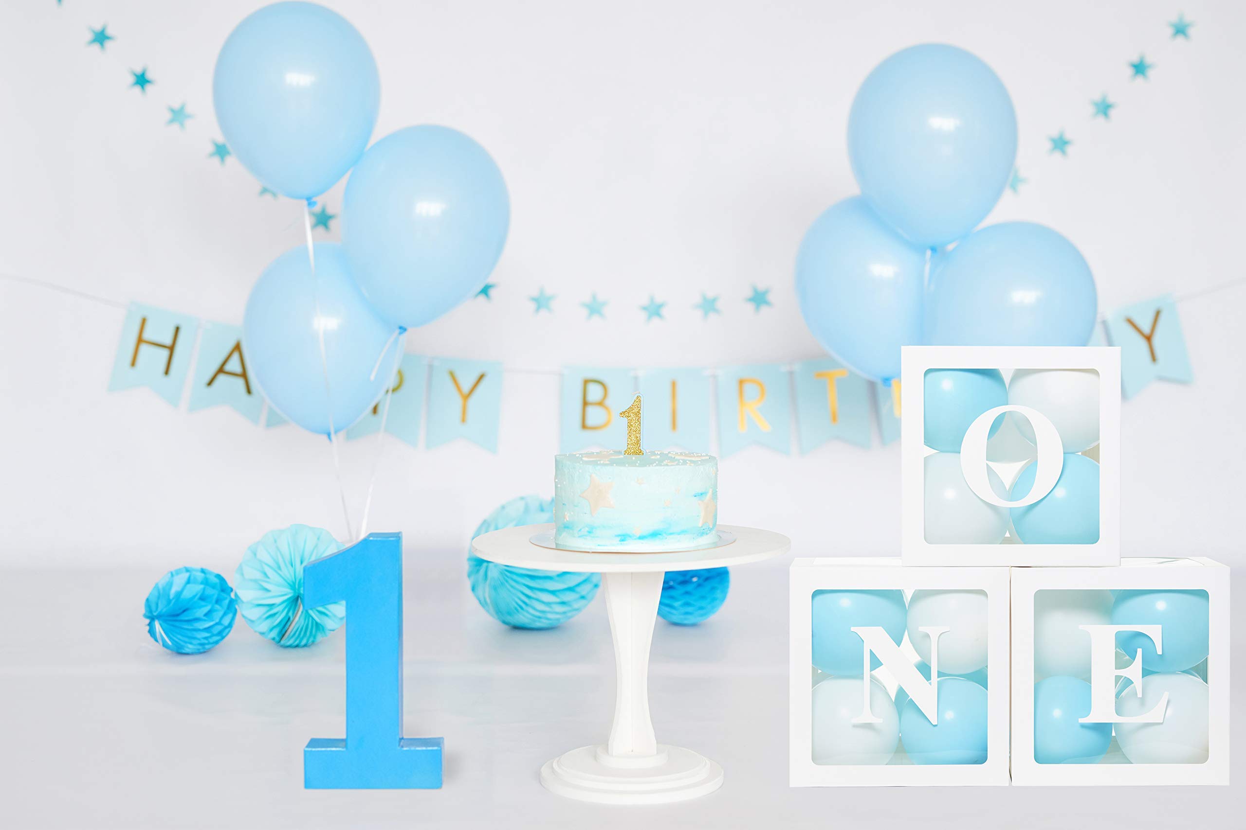 1st Birthday Cake Smash Set for Baby Boy | First Birthday Balloon Box with 24 Balloons | Baby Boy Birthday Party Decorations | Perfect for 1st Birthday Photoshoot & Celebration