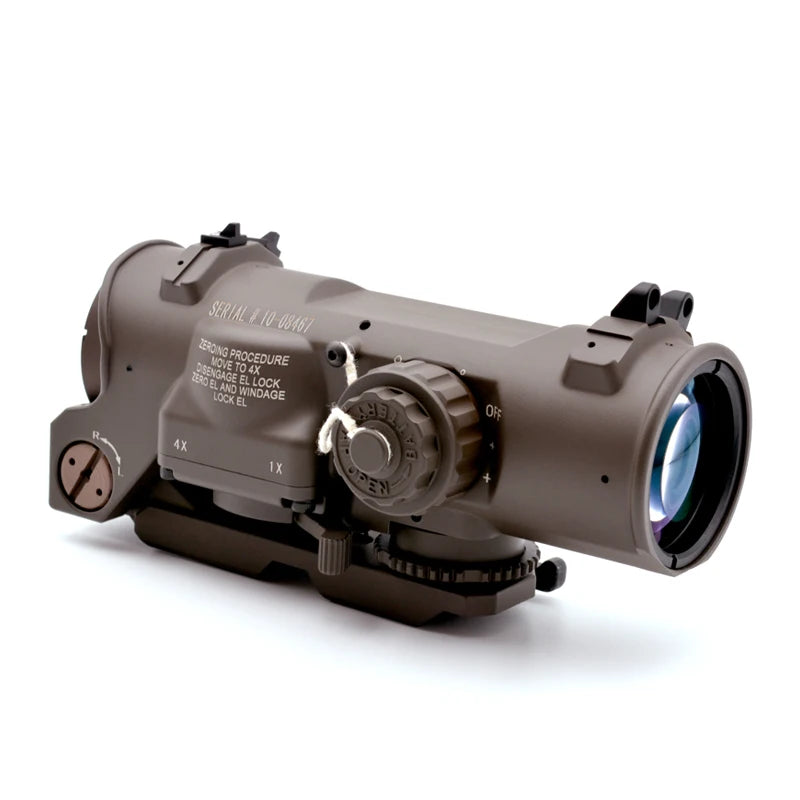 Tactical Rifle Scope DR 1-4x Fixed Dual Field of View with Red Illuminated Reticle - Full Markings for Airsoft, Hunting & Outdoor Shooting | Perfect for Low Light Conditions & Tactical Operations