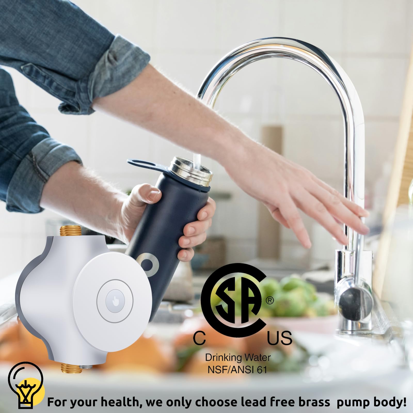Smart Instant Hot Water Recirculating Pump System - NSF/ANSI 61 & 372 Certified - 3-Speed Built-in Thermostat - Ultra Quiet HBS24-12 - Compatible with Tanked & Tankless Water Heaters - Perfect for Homes, Hotels & Commercial Buildings