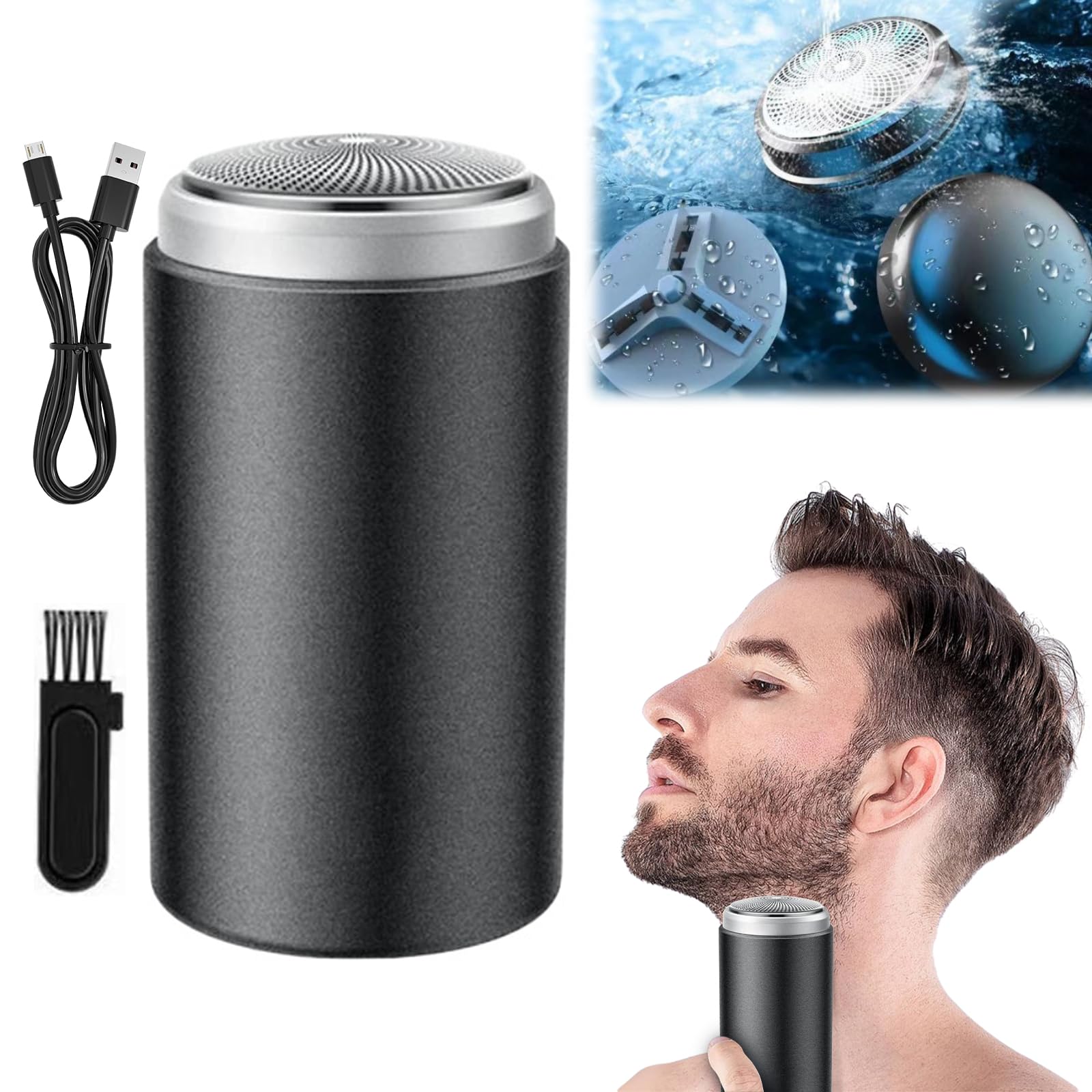 Enspiracle Mini Electric Shaver - Portable USB Rechargeable Wet/Dry Shaver for Men & Women | Travel-Friendly Pocket Size | Washable Unisex Razor for Face & Body | Perfect for Home, Gym & Business Trips (Black)