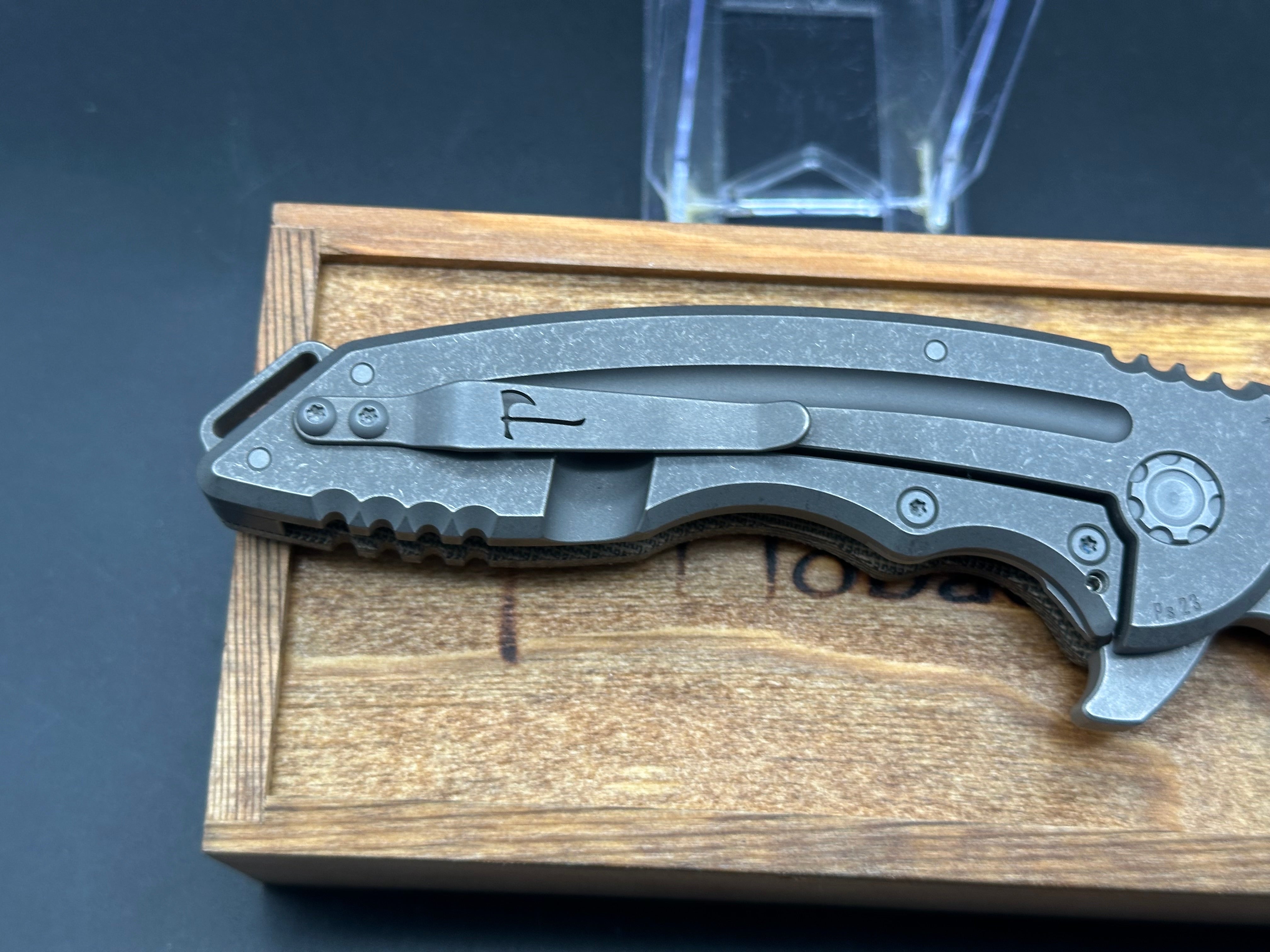 Jake Hoback Husky Folding Knife - Nitro V Stonewash Blade & Titanium Green Micarta Handle - EDC, Outdoor, Camping, Survival Gear