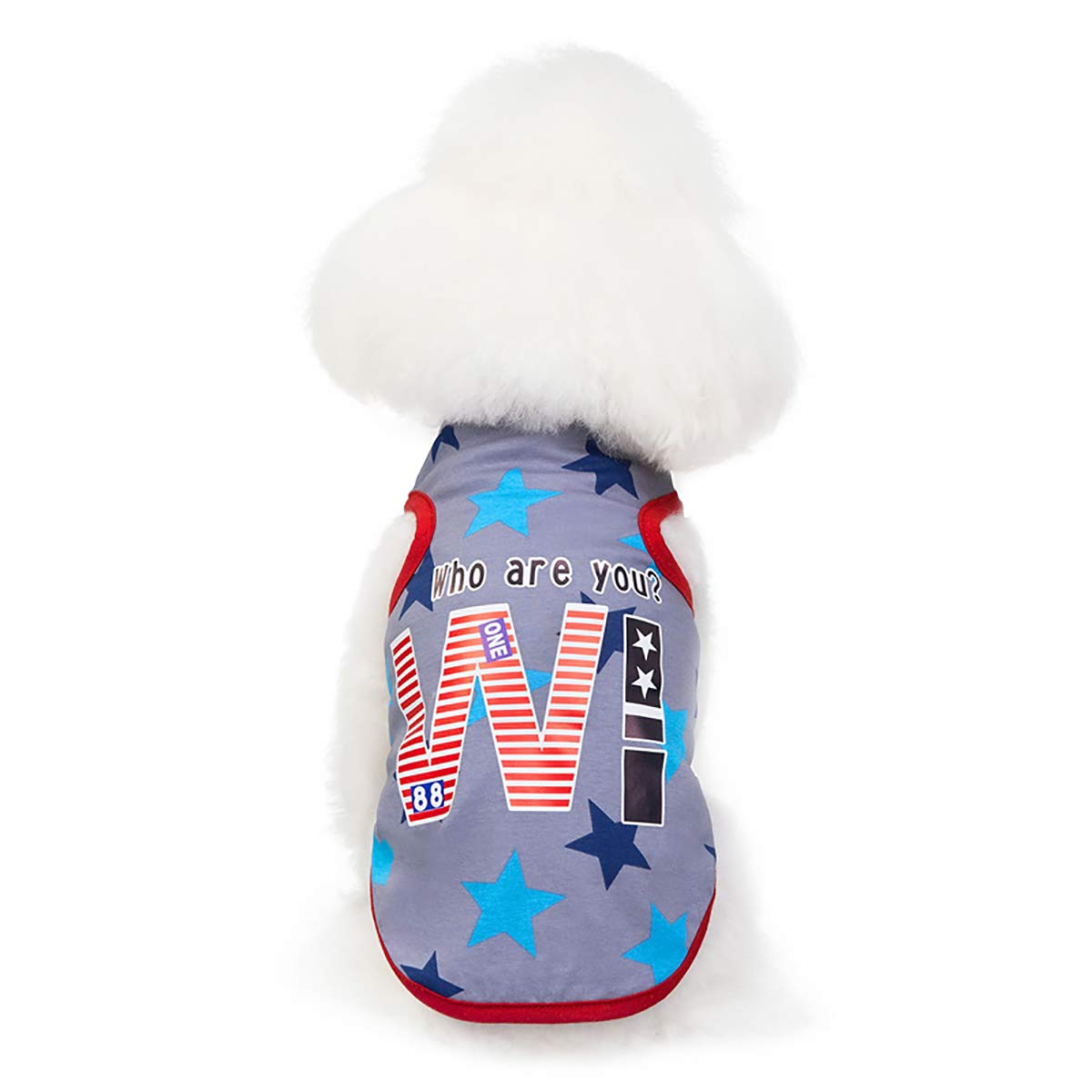 Dog T-Shirt - Summer Tank Top & Star Spangled Banner Vest for Small Dogs & Puppies - Breathable Sport Casual Pet Clothes (XXL, Grey) - Perfect for Outdoor Walks, Beach Trips & 4th of July Celebrations