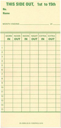 1000 ct Semi-Monthly Employee Time Cards - Top-Feed 3-3/8