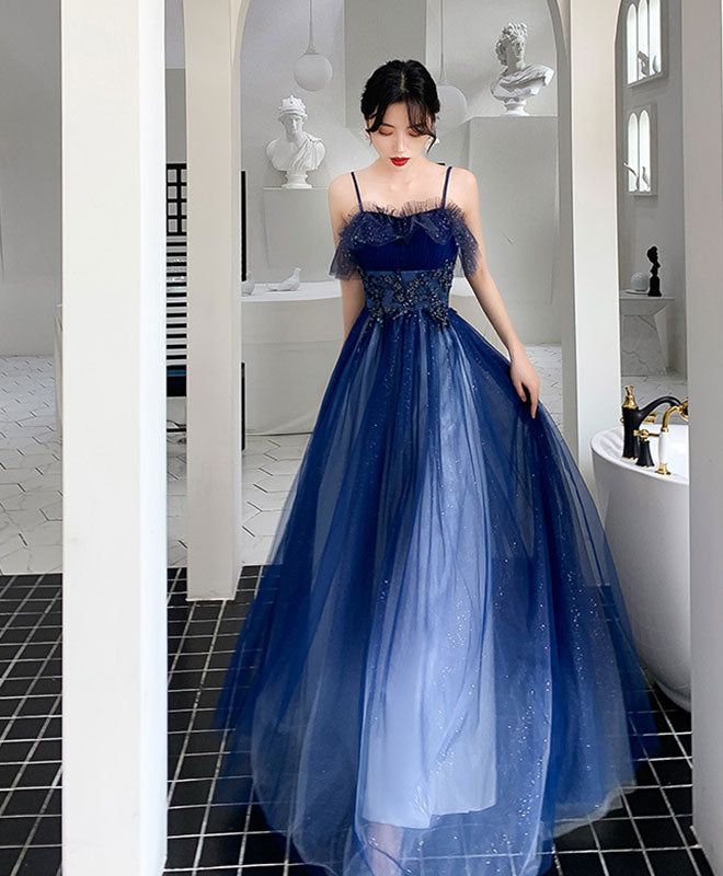 Elegant Blue Sweetheart Tulle Lace Long Prom Dress - Formal Evening Gown for Homecoming, Wedding, Quinceañera & Special Occasions